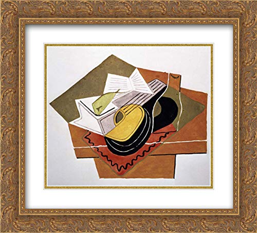 Juan Gris 16x15 Gold Ornate Framed Still Life with Guitar Art Print - Double Matted Museum Quality Wall Decor for Living Room, Office & Gallery Display