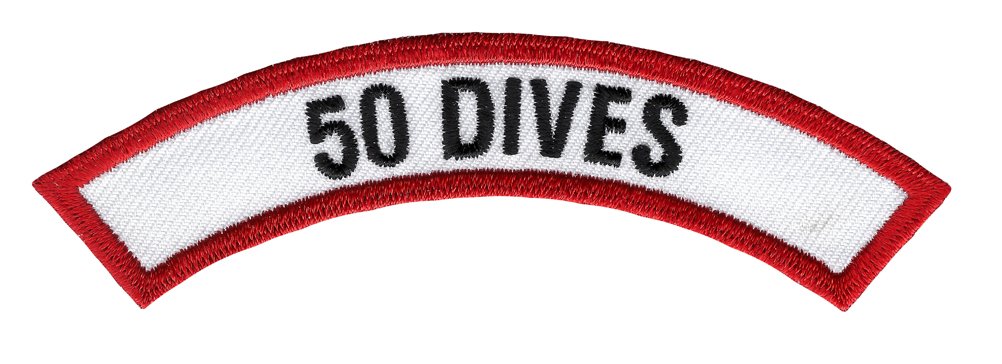 50 Dives Chevron Embroidered Iron-On Patch - Scuba Diving Badge Souvenir for Dive Logs, Jackets & Backpacks | Perfect for Certifications & Dive Gear Decoration