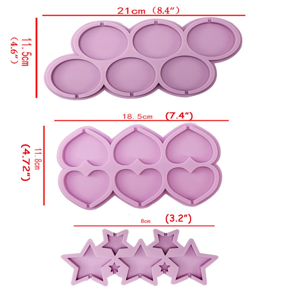 ELANE 3 Pcs Silicone Lollipop Molds with 100 Pcs Sticks - Reusable Candy & Chocolate Molds for DIY Treats, Birthday Parties, and Holiday Gifts