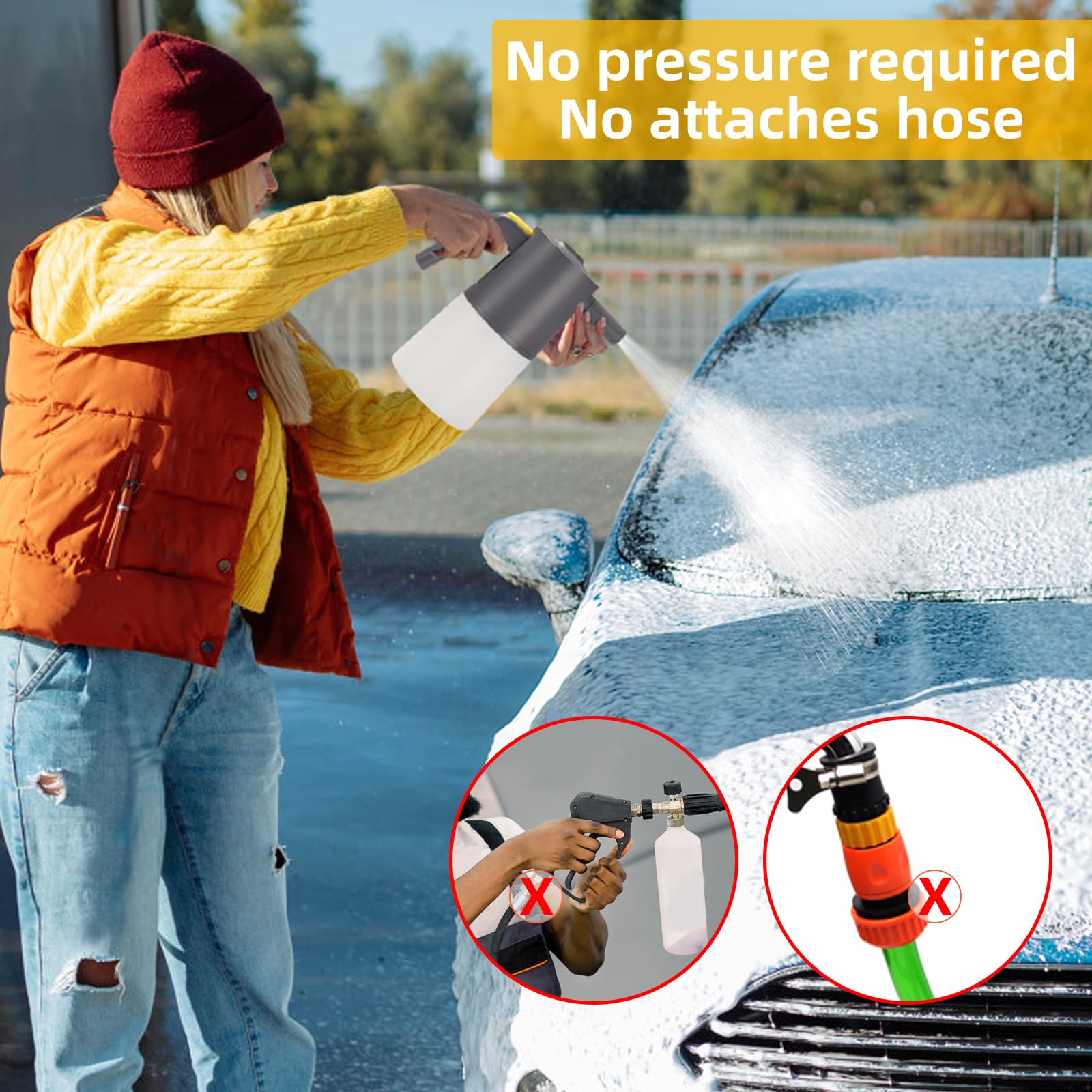 RUPSE Electric Car Foam Sprayer with USB - 1L Pressure Washer Foam Cannon for Auto Detailing, Home & Garden Cleaning | Perfect for Car Washing, Driveway Cleaning & Outdoor Surface Maintenance