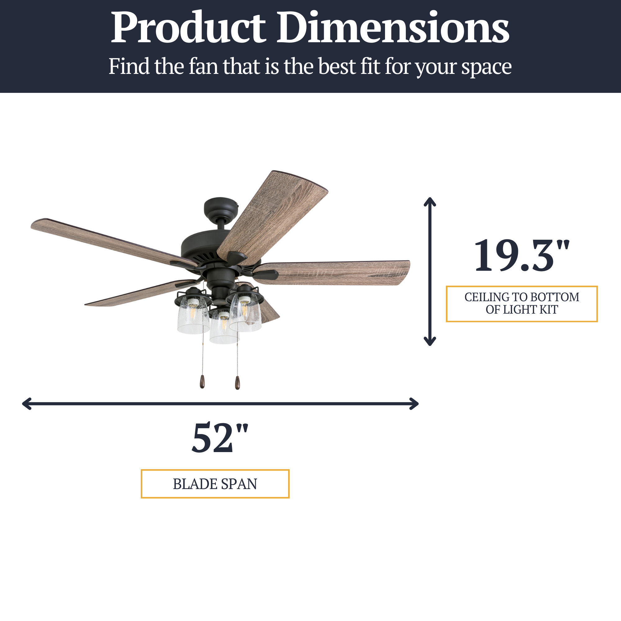 52 Inch Briarcrest Bronze Remote Control Ceiling Fan with Light Kit - Quiet Reversible Motor for Bedroom, Living Room, and Outdoor Patio