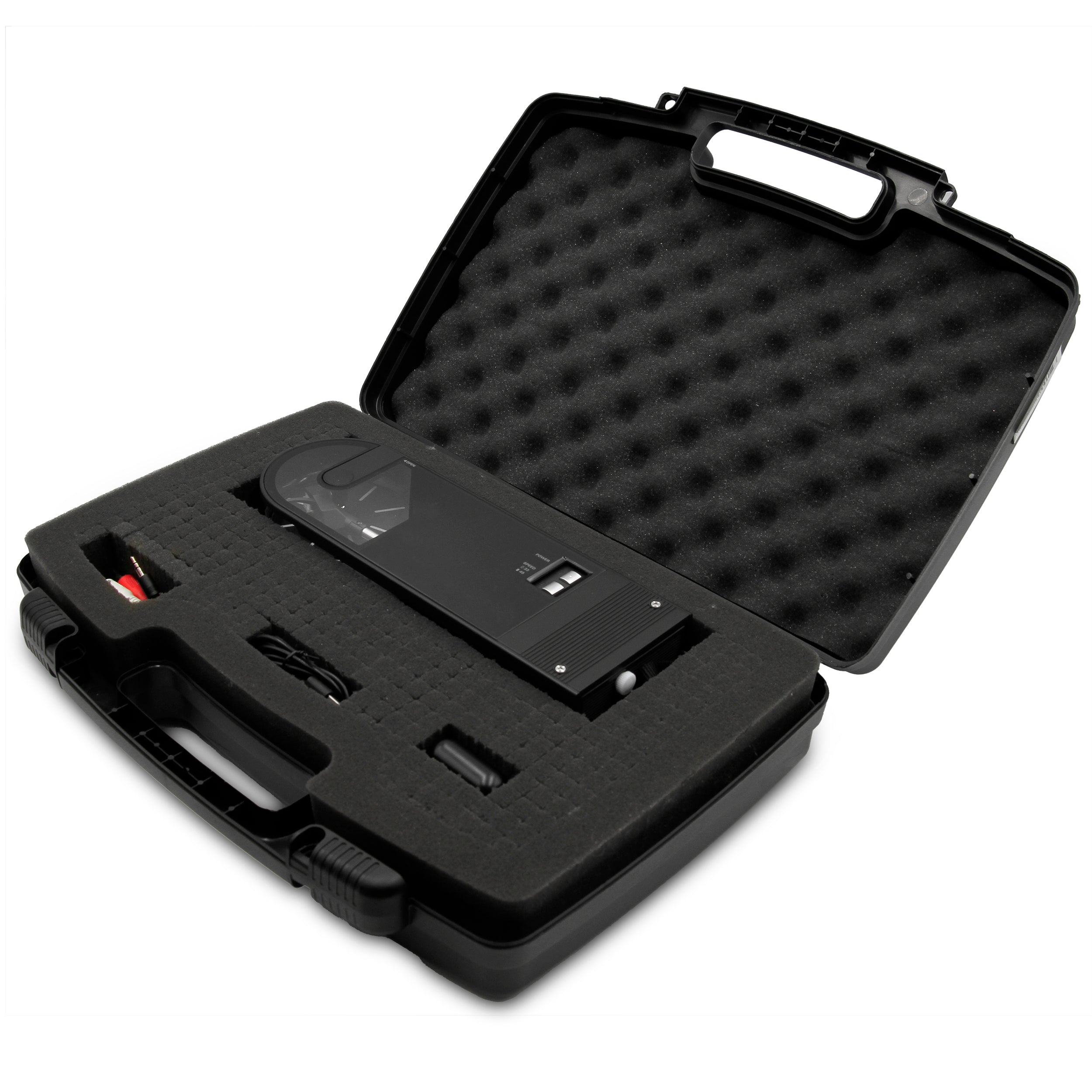 CASEMATIX Travel Case for Audio Technica AT-SB727 Portable Turntable - Customizable Foam Carrying Case with Handle - Perfect for Vinyl Record Player Storage & Travel Protection