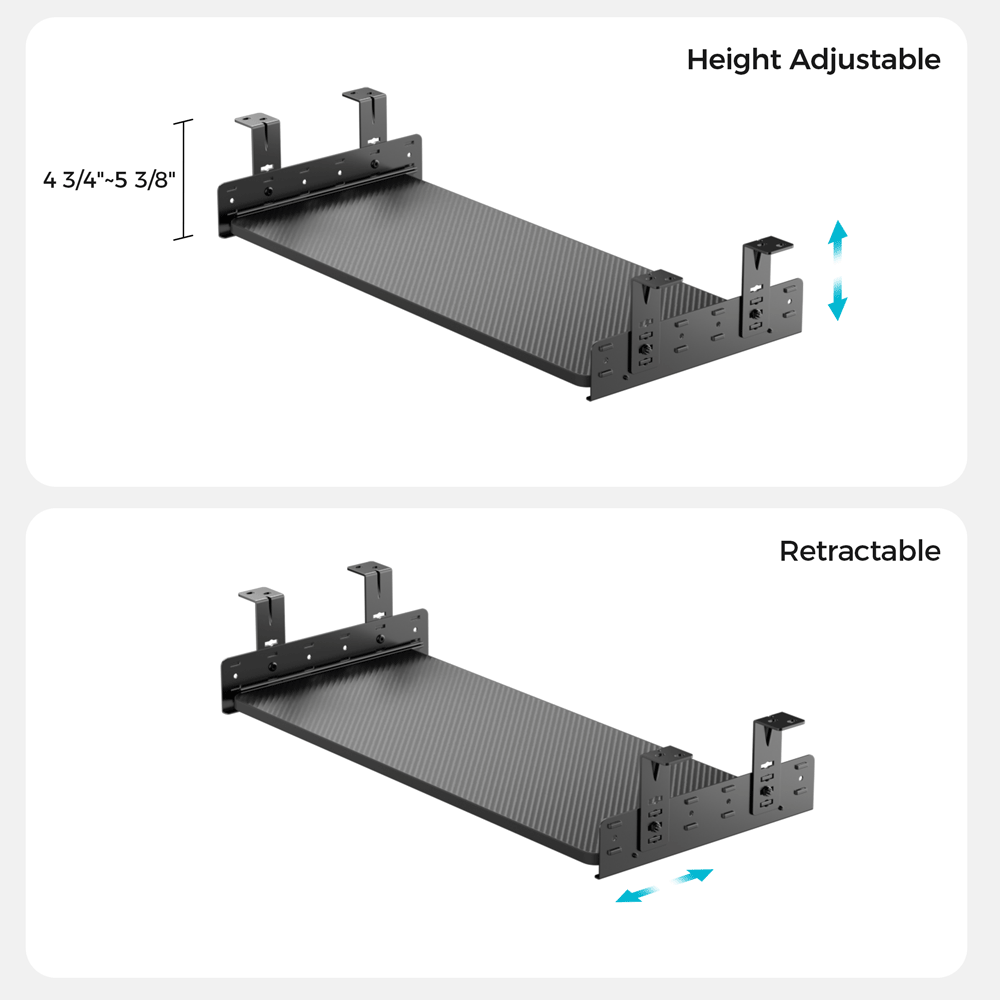 Ergonomic Pull-Out Keyboard Tray for Computer Desks - Adjustable Under Desk Keyboard Drawer for Home & Office Workspace