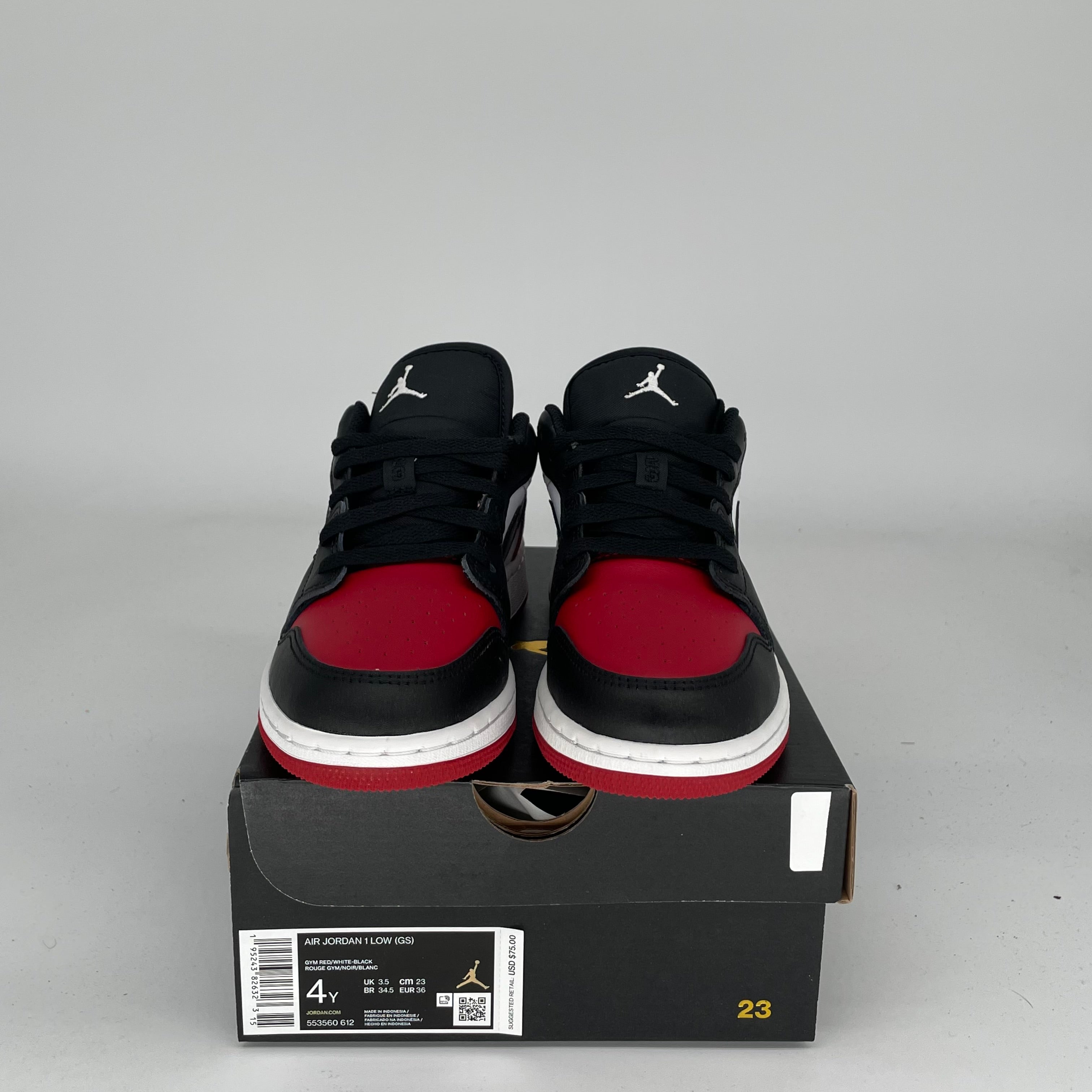 AIR JORDAN 1 BRED TOE Basketball Shoes for Kids Size 4Y - Style 553560-612 | Retro High Top Sneakers for Boys, Girls Sports & Casual Wear