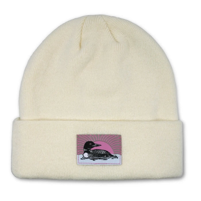 Bird Collective Loon Cuffed Beanie for Women & Men - Soft Ivory Winter Knit Hat for Cold Weather - Cozy Outdoor Hiking, Skiing & Snow Activities Accessory
