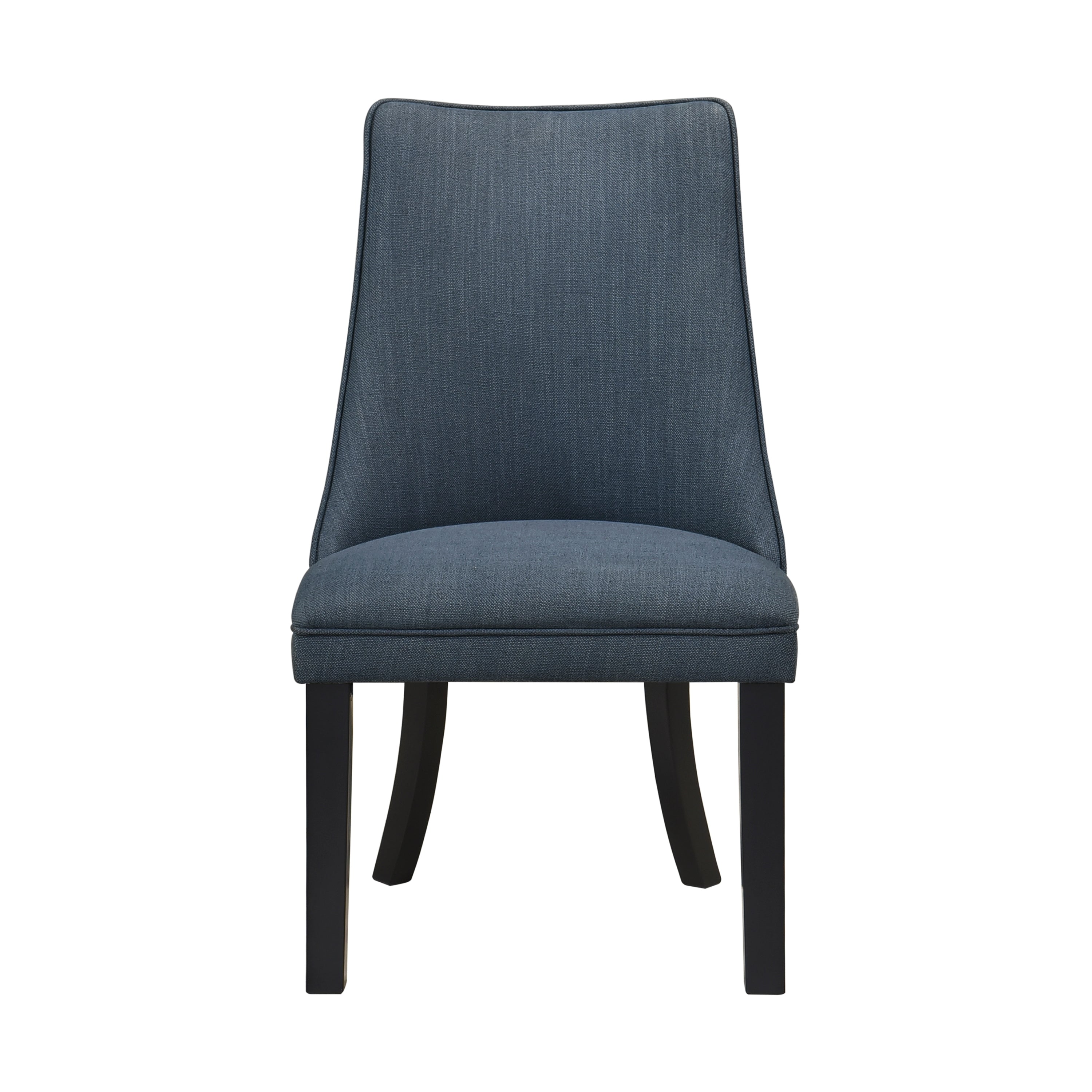 Modern Blue Textured Fabric Upholstered Dining Chairs Set of 2 with Dark Walnut Wooden Legs - Kitchen & Dining Room Furniture for Home Decor