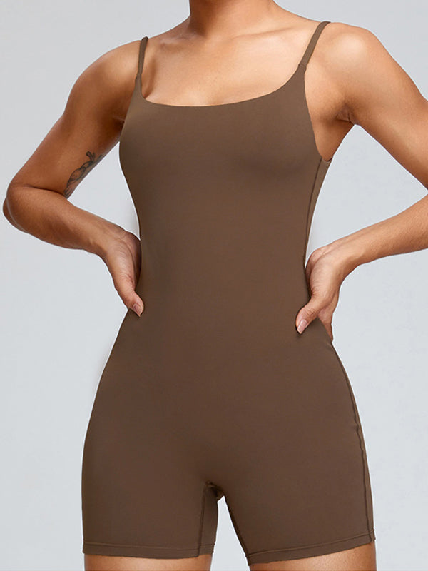 ZASUWA Women's Backless U-Neck Quick-Dry Romper Jumpsuit - Sexy Nude Bodysuit for Summer, Beach, Party & Night Out