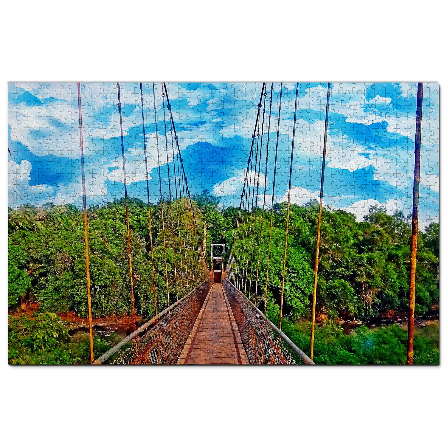 1000 Piece India Lakshman Jhula Rishikesh Wooden Jigsaw Puzzle - Travel Souvenir & Home Decor for Adults, Perfect for Relaxation & Family Game Nights