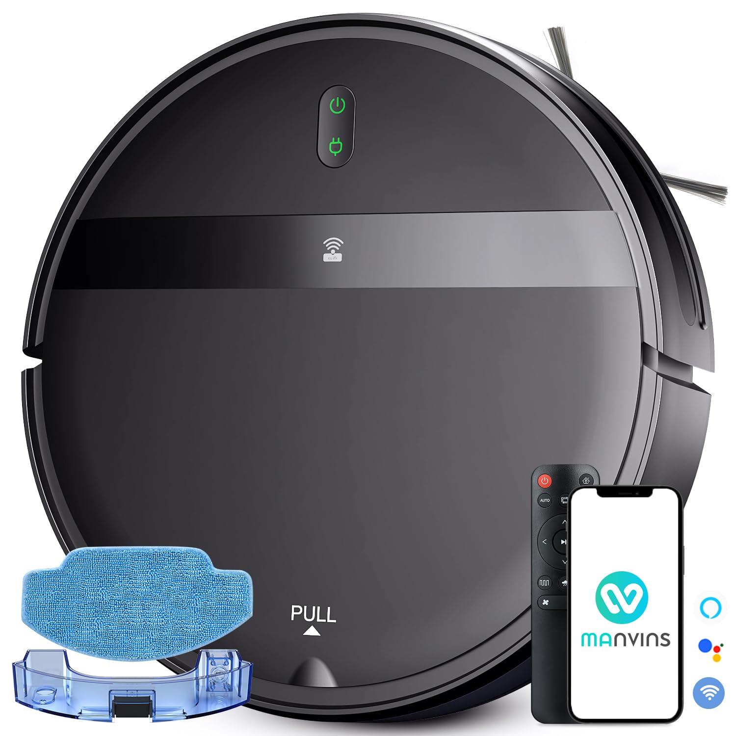 Smart Robot Vacuum and Mop Combo with WiFi/Alexa/App Control - Ultra-Slim Quiet Robotic Vacuum Cleaner for Pet Hair, Carpets & Hard Floors - Auto Recharge & Tangle-Free Technology - Perfect for Home Cleaning with Pets & Multi-Surface Use