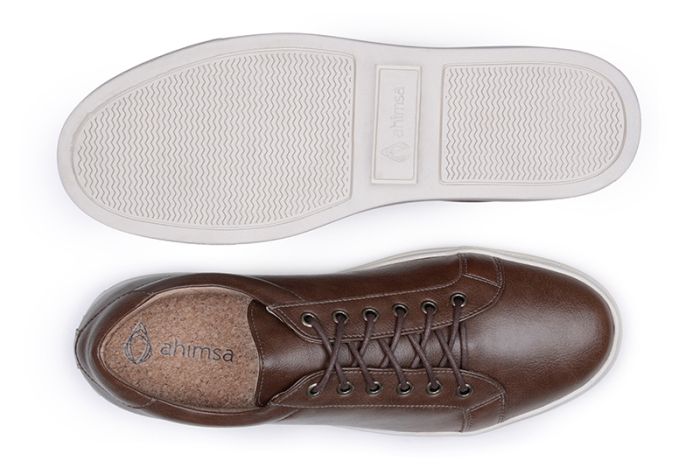Ahimsa 772 Cognac Vegan Leather Sneakers - Eco-Friendly & Comfortable Shoes for Men & Women | Perfect for Casual Wear, Work & Travel
