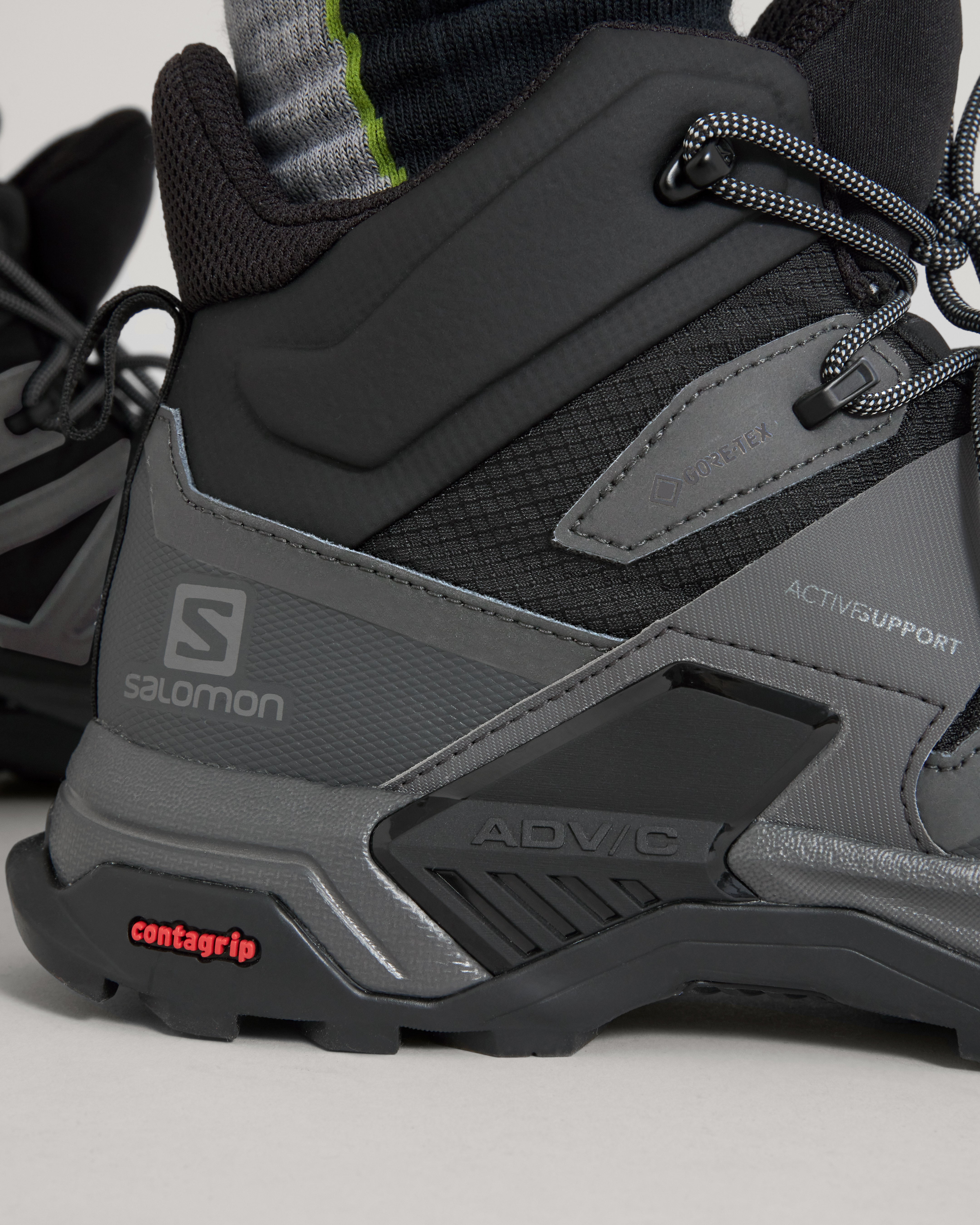 Men's Salomon X Ultra 4 GORE-TEX Mid Waterproof Hiking Boots Wide Width - Black/Magnet/Pearl Blue for Outdoor Trekking & Mountain Adventures