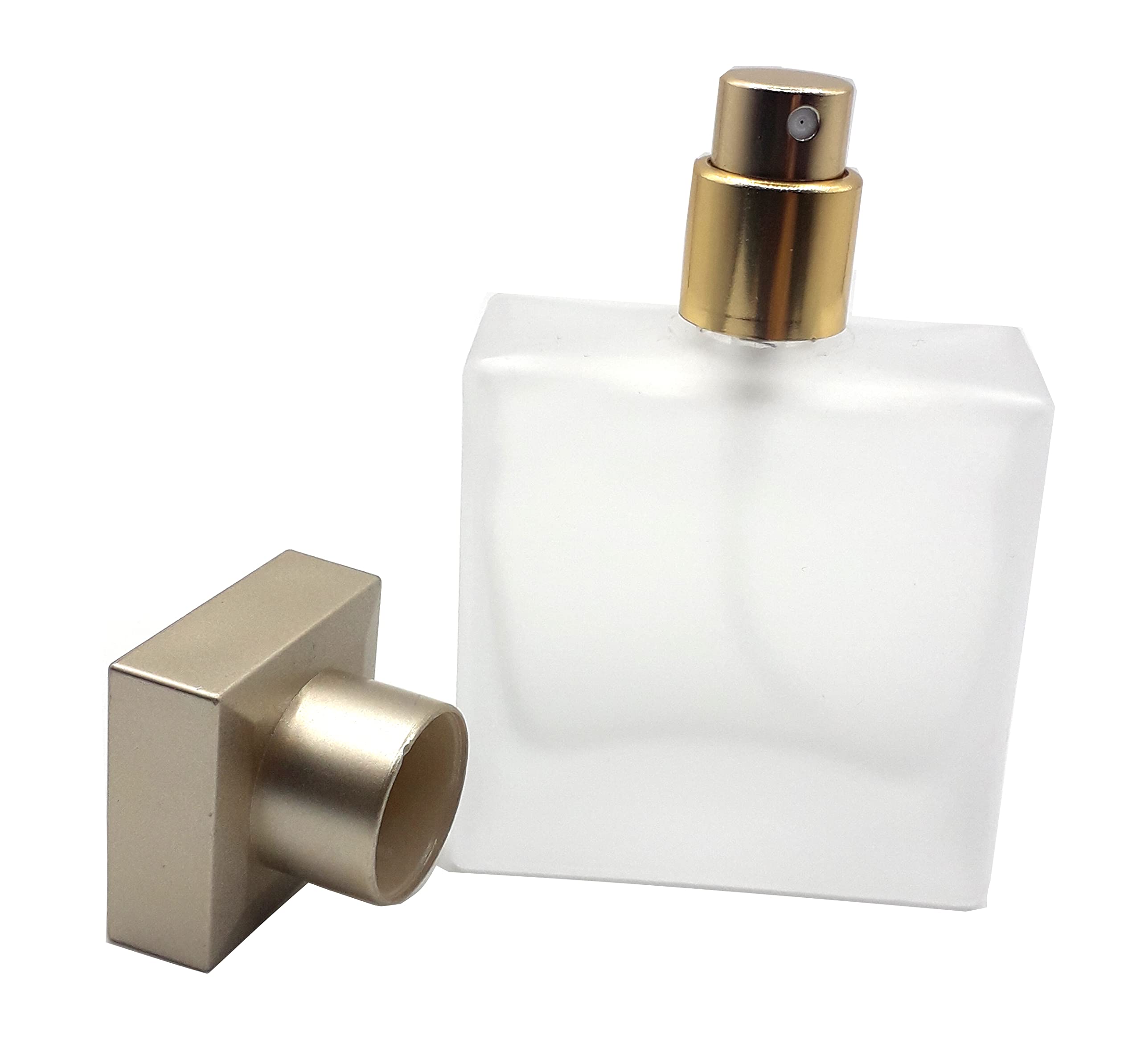 Zénitude Glassworks 50ml Square Frosted Empty Glass Perfume Spray Bottles - Refillable Travel Size for Essential Oils, DIY Fragrance & Home Decor