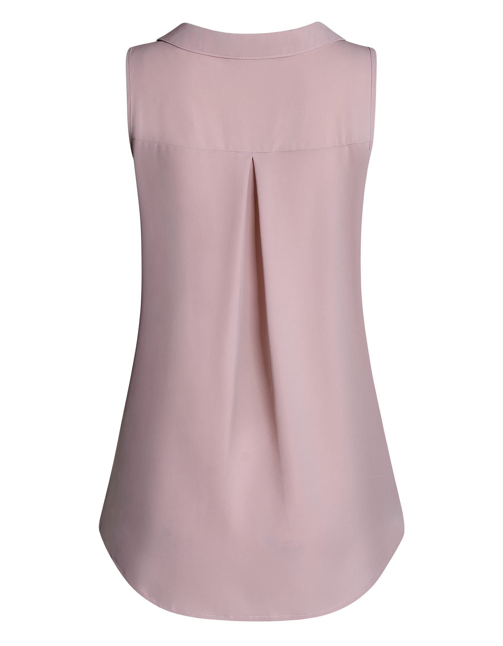 MOQIVGI Women's Sleeveless Chiffon Blouse - Elegant V-Neck Collared Tank Top for Casual & Dressy Occasions | Perfect for Office, Date Night & Summer Outfits