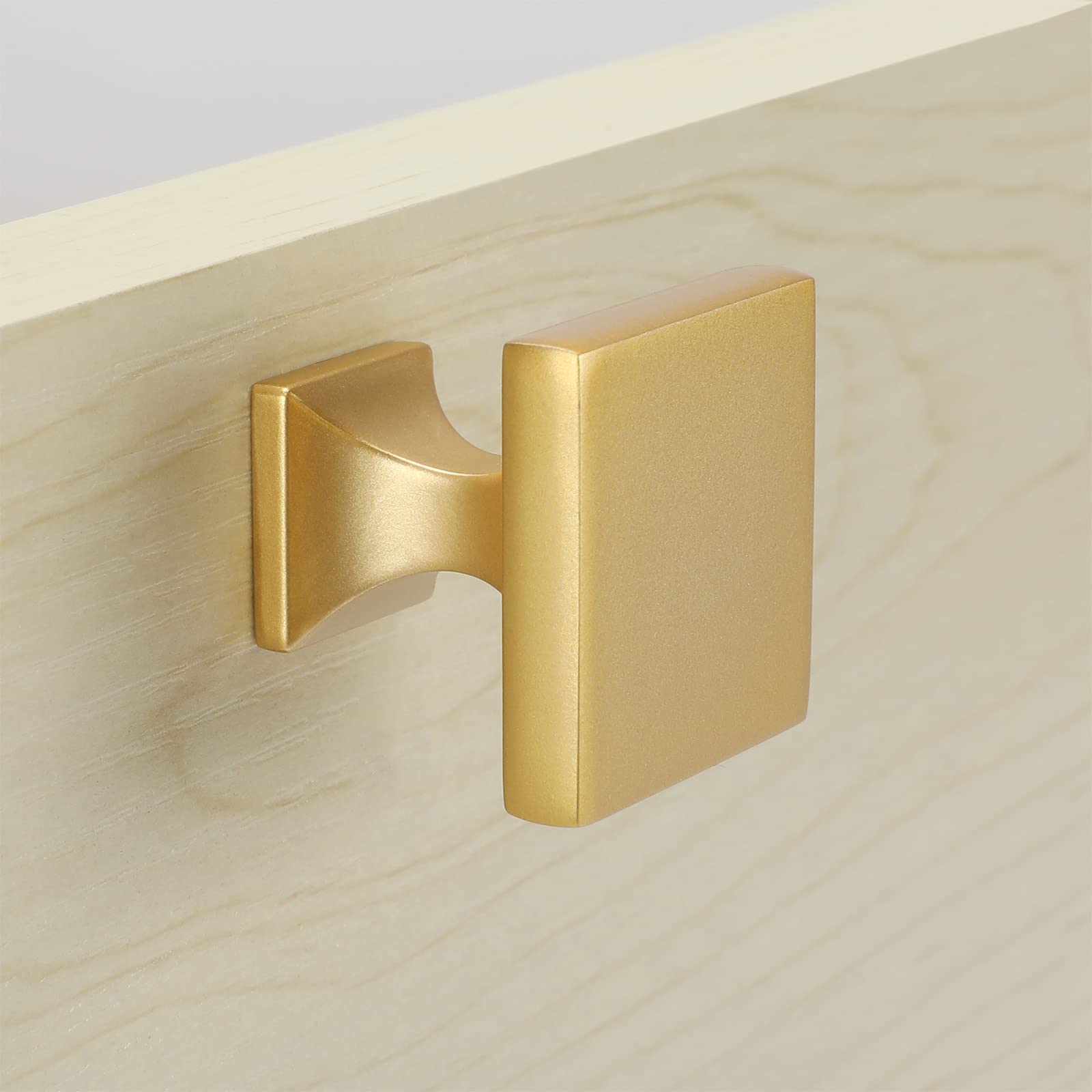 25 Pack Matte Gold Cabinet Knobs - Square Zinc Alloy Drawer Handles for Kitchen, Dresser & Furniture - Durable Hardware for Cabinets, Wardrobes & Home Decor