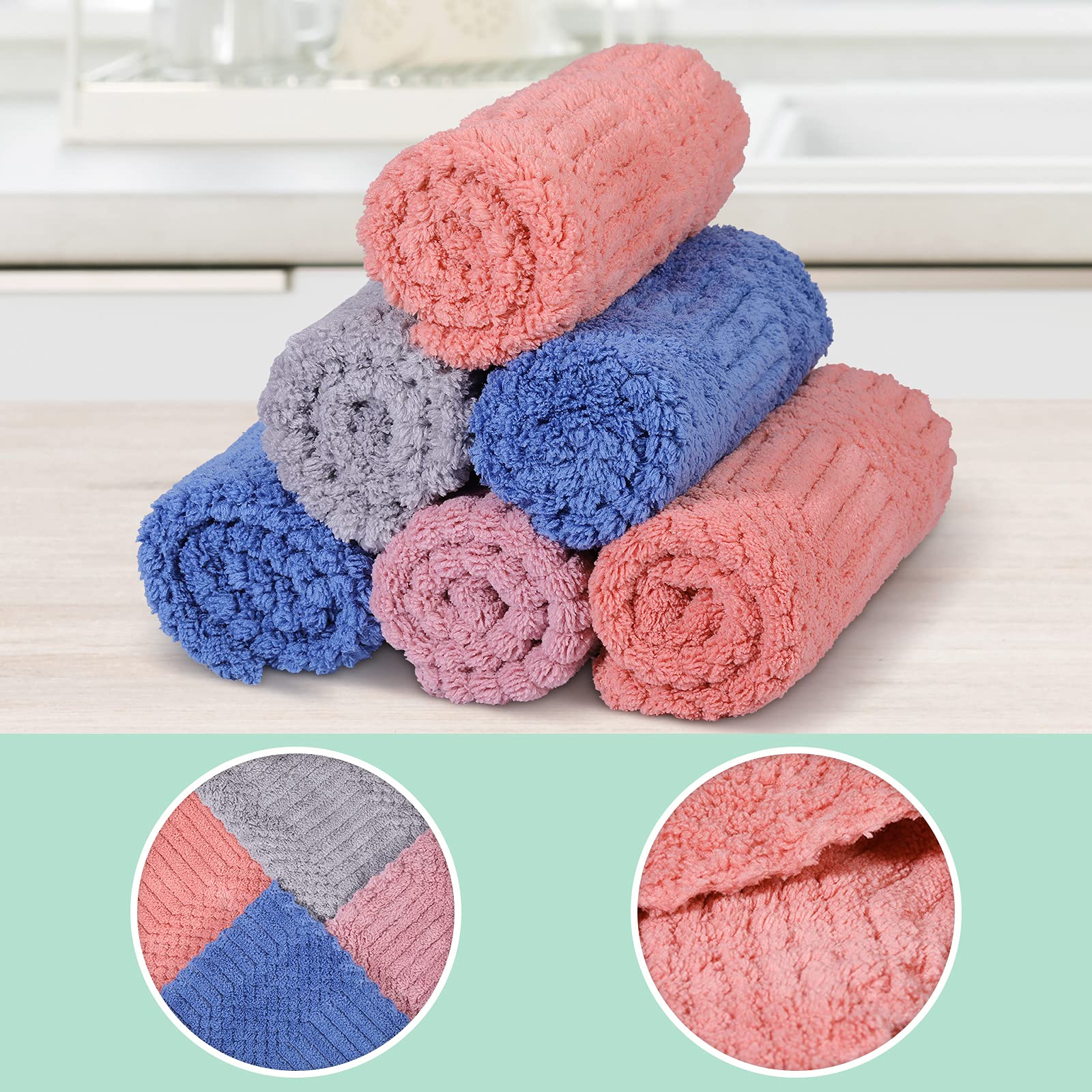 Premium Absorbent Dish Cloths - 12 Pack Reusable Kitchen Towels for Cleaning & Drying | Quick-Dry, Durable & Easy Care | Perfect for Dishes, Countertops & Household Chores (11.8