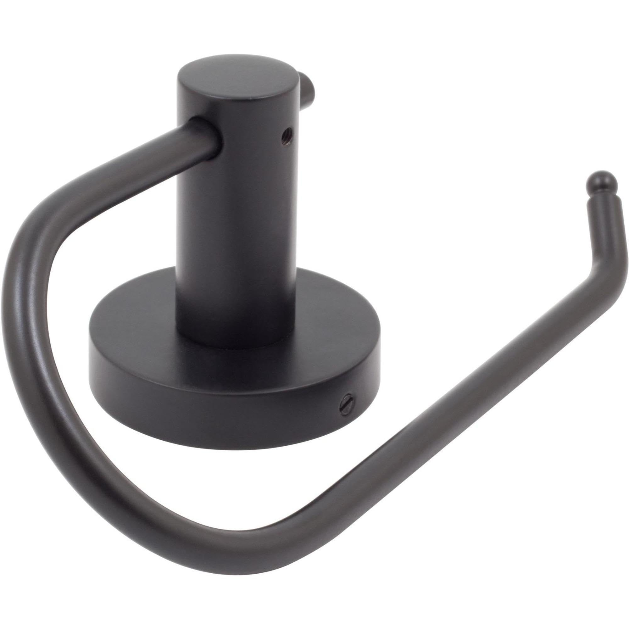 Stone Harbor Hardware Zurich Euro Toilet Paper Holder in Matte Black - Modern Bathroom Tissue Roll Stand for Home & Office