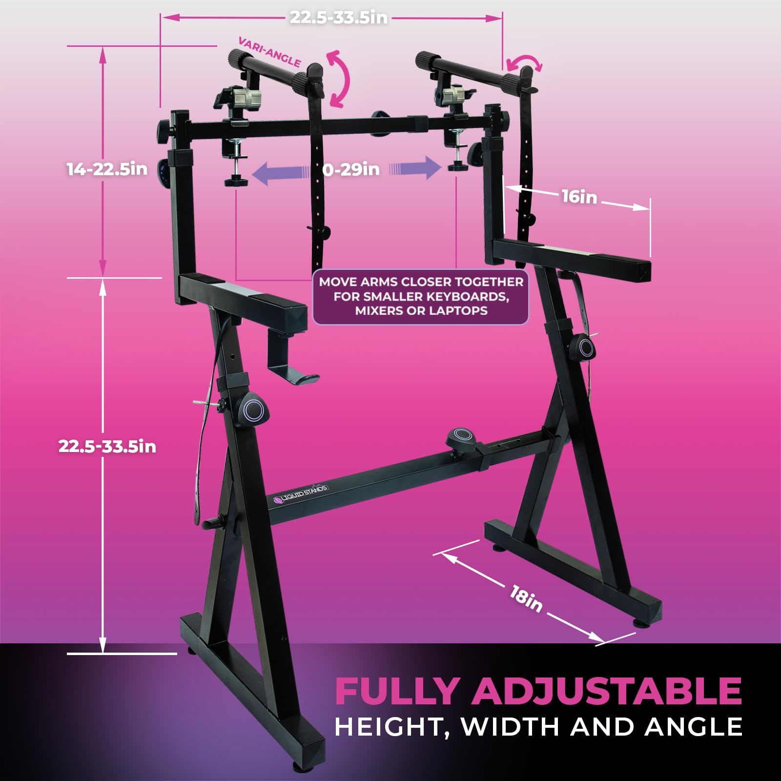 Dual Tier Adjustable Z-Style Piano Keyboard Stand with 2nd Tier Arms - Heavy Duty Portable Music Stand for 54/61/88 Key Digital Pianos & Synthesizers - Perfect for Home Studios, Live Performances & Music Classrooms