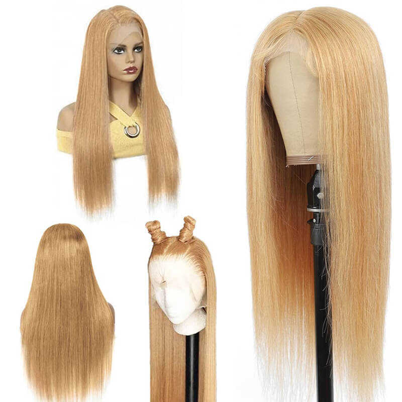 Eullair Glueless Honey Blonde Lace Frontal Wig - Bombshell Brown Girl Ash Blonde Straight & Body Wave Human Hair Wig for Women | Perfect for Daily Wear, Parties & Special Occasions