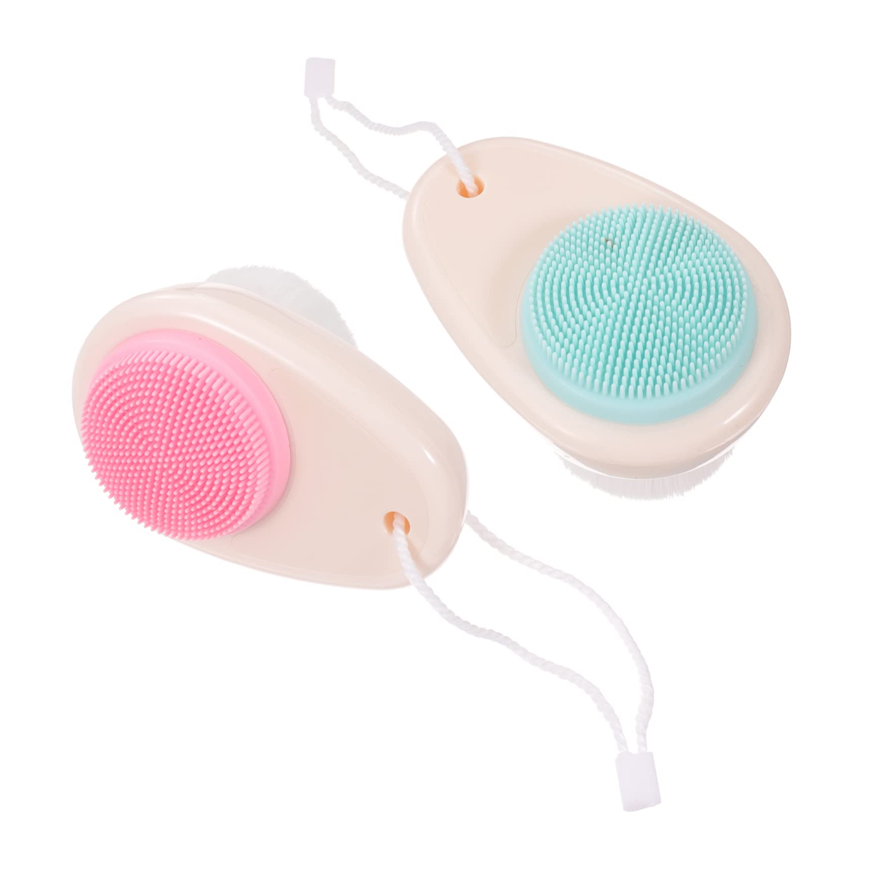 Minkissy 2-Pack Double Sided Silicone Facial Cleansing Brush - Soft Bristle Exfoliating Face Wash Brush for Deep Cleaning & Travel | Gentle Skin Scrubber for Daily Skincare Routine & Bathroom Essentials