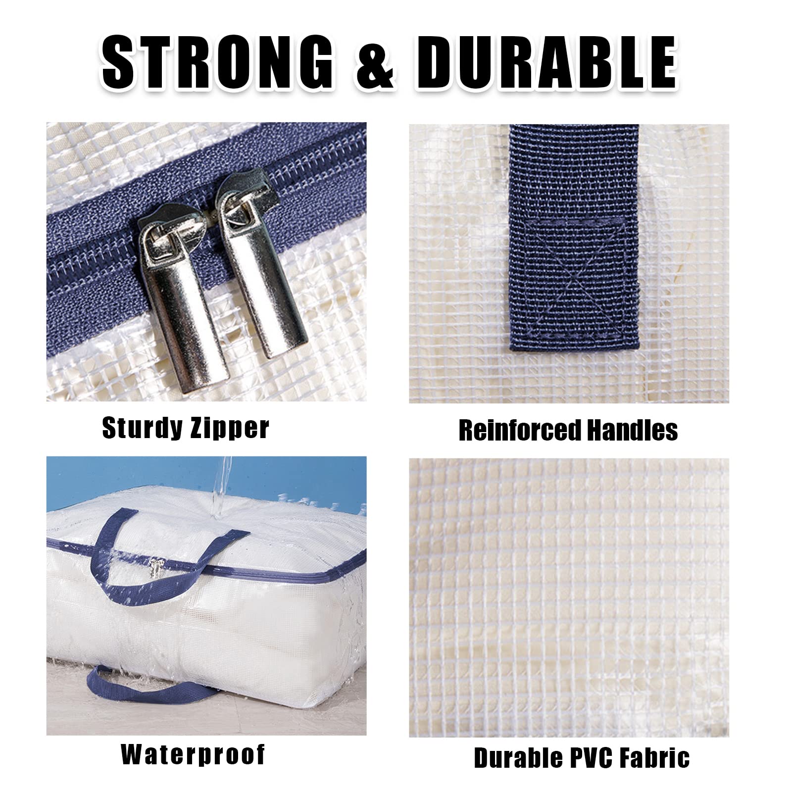 Clear Zipper Storage Bags 75L Extra Large - 3 Pack for Clothes, Bedding, Comforters, Toys & Blankets | Space Saving Underbed & Closet Organizer | Perfect for Seasonal Storage & Travel Packing
