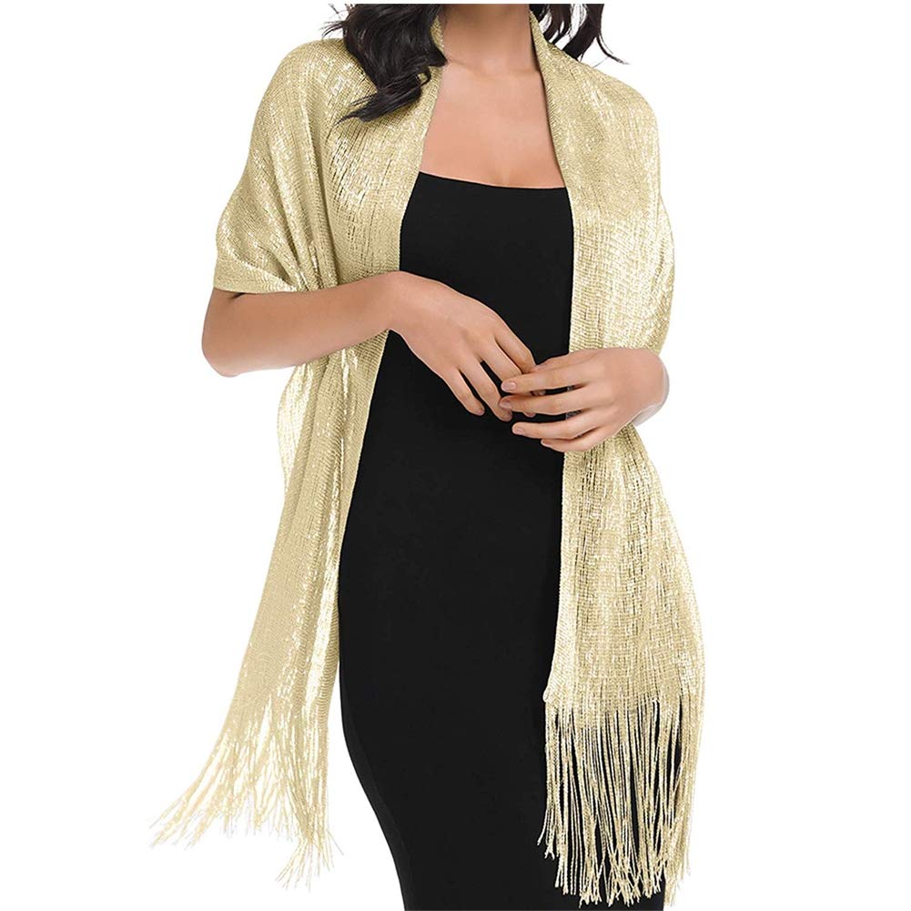 Elegant Sparkling Metallic Shawls & Wraps for Evening Dresses, Weddings, and Special Occasions - Perfect for Bridal Accessories, Formal Events, and Night Out