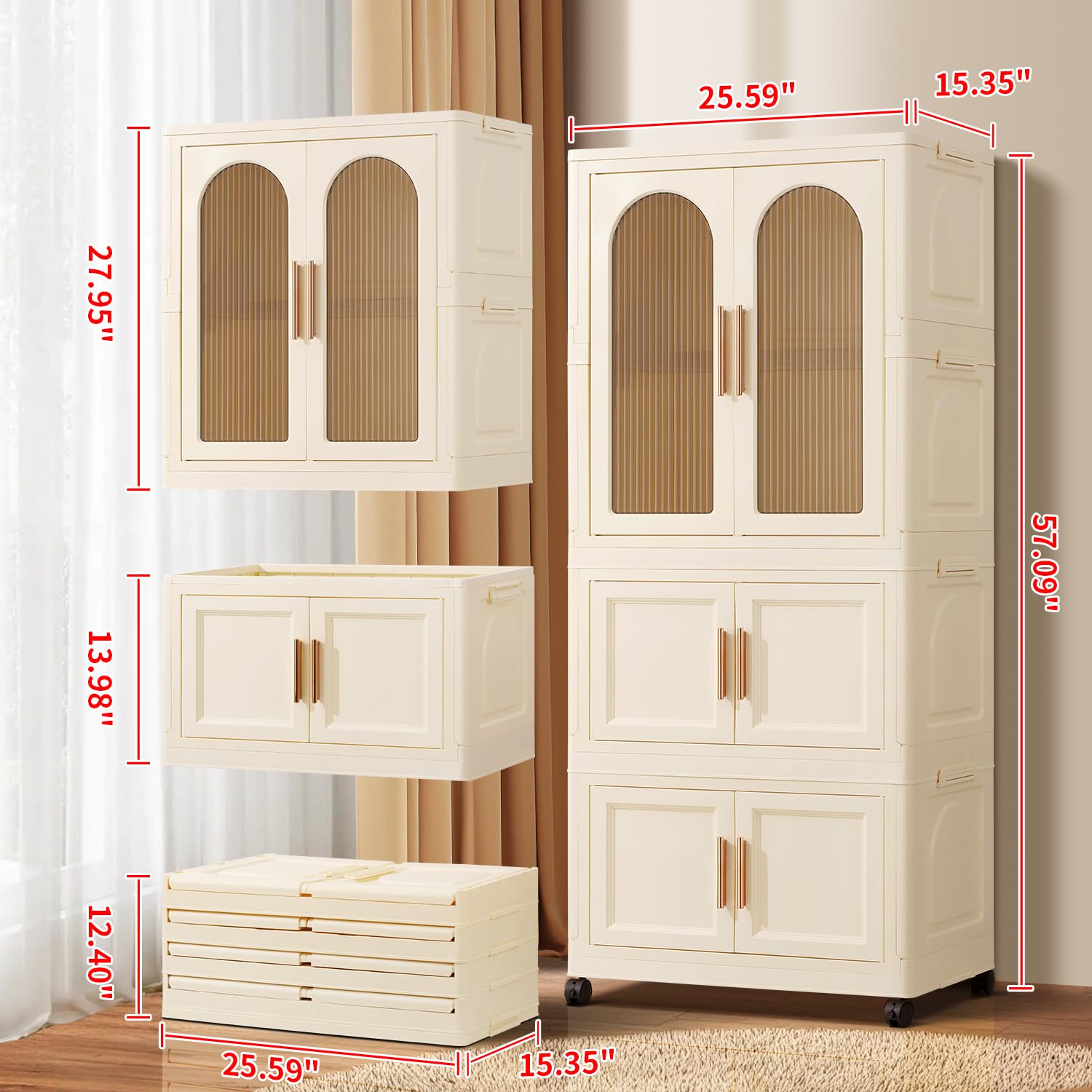 Portable Kids Closet - Collapsible Plastic Wardrobe with Hanging Rod & Door for Baby Clothes Storage | Easy Assembly Nursery Armoire | White Toddler Dresser for Bedroom & Nursery Organization | Perfect for Small Spaces & Travel Use