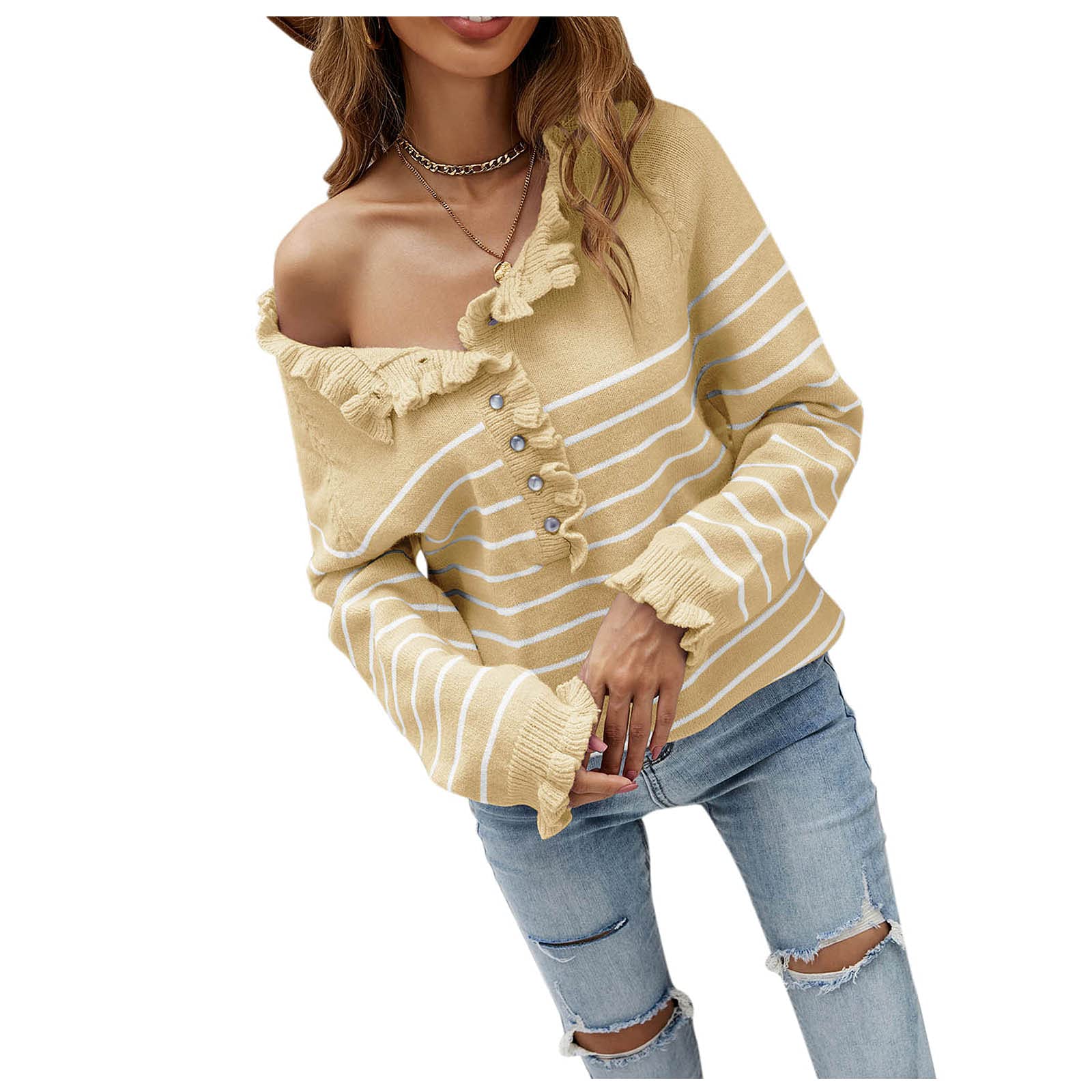 Women's Button Front Cardigan - Long Sleeve Ribbed Knit Sweater with Crew Neck | Casual Fall & Winter Layering Piece for Office, Date Night & Cozy Home Wear