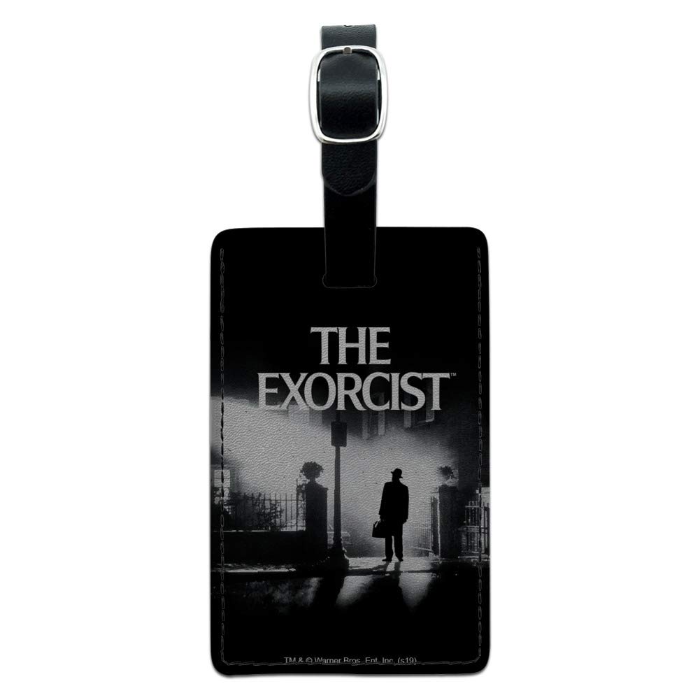 Exorcist Logo Leather Luggage Tag - Rectangle Silhouette ID Card Holder for Carry-On Bags | Perfect for Travel, Suitcases & Backpack Identification