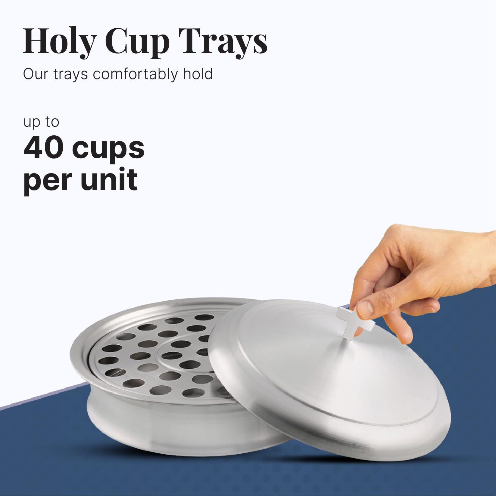 Stainless Steel Communion Ware Set - 3 Holy Wine Serving Trays with Lids & 2 Stacking Bread Plates with Lids - Matte Finish for Church Services, Religious Ceremonies, and Home Worship