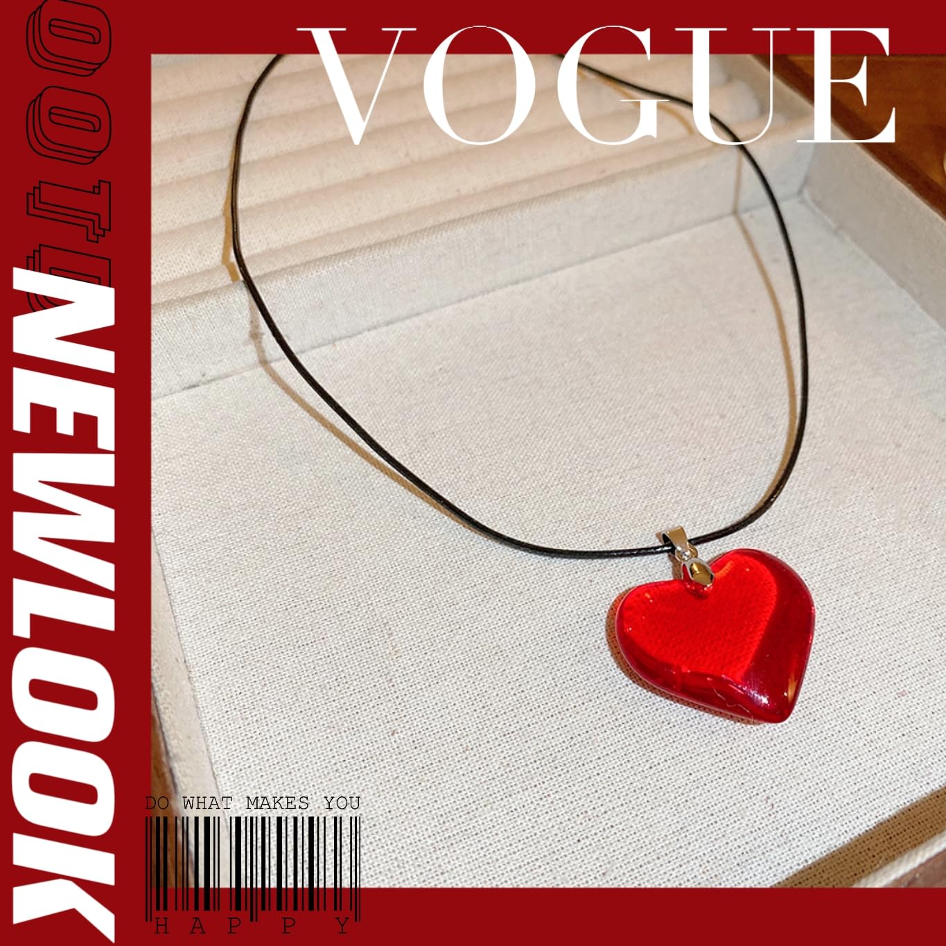 GAUEIOUR Large Red Love Necklace - Elegant Red Glass Heart Pendant Collarbone Chain for Women | Romantic Gift for Valentine's Day, Anniversary & Date Night