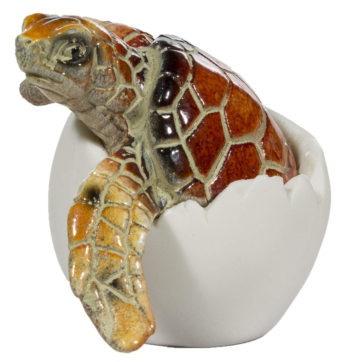 Adorable 3 Inch Tall Baby Sea Turtle Hatching from Egg Figurine - Cute Red Collectible for Home Decor, Ocean Theme Party Favors & Kids Room