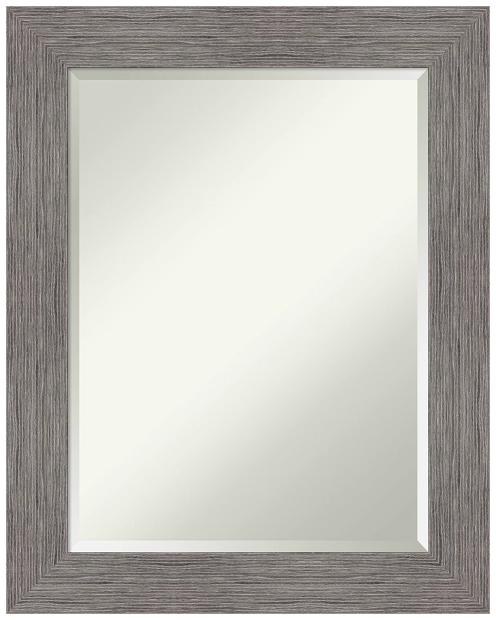 Amanti Art 30x24 Pinstripe Plank Grey Rectangle Bathroom Mirror with Rustic Frame - Horizontal/Vertical Hanging, Beveled Edge - Perfect Over Sink Vanity Mirror for Farmhouse & Country Bathroom Decor