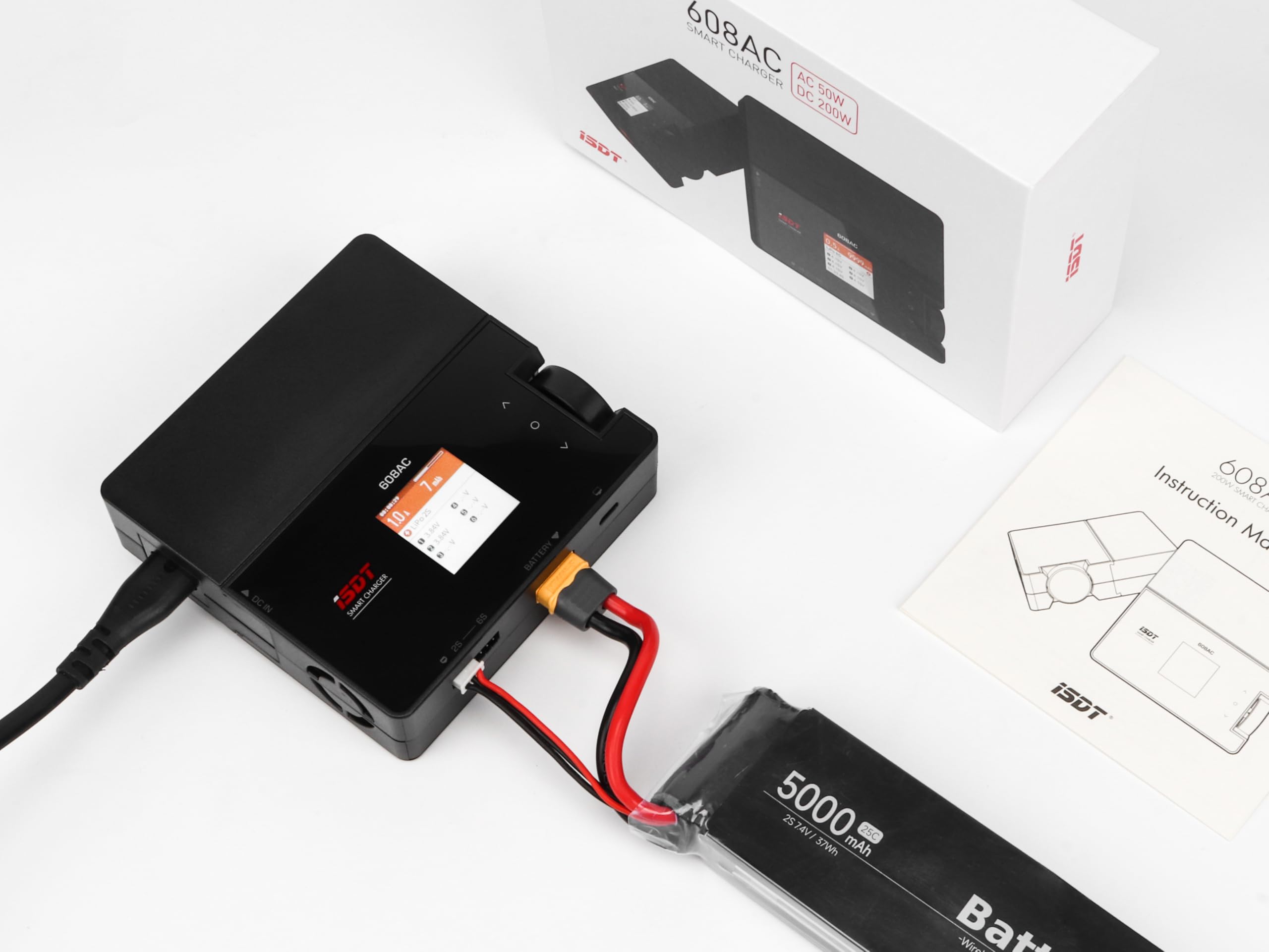 ISDT 608AC 200W Smart Battery Charger - 6S/8A AC/DC Balance Charger for LiFe, Li-ion, LiPo, LiHv, Pb & NiMH Batteries with Discharge Function | Perfect for RC Drones, Cars, Airplanes & DIY Electronics Projects