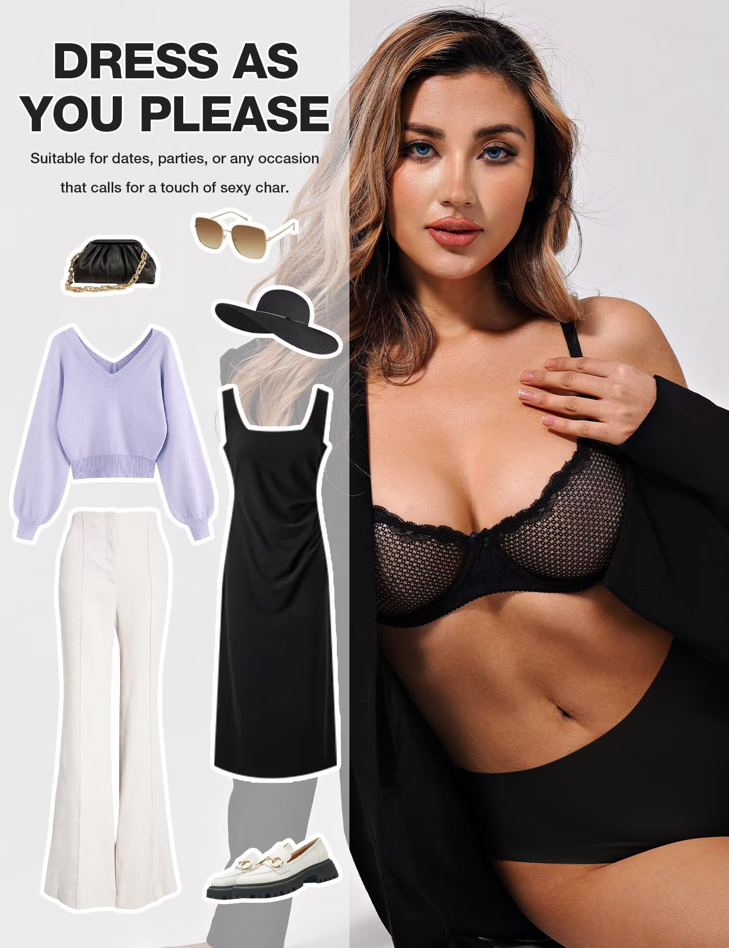 Deyllo Women's Sexy Lace Balconette Bra - See Through Demi Cup Unlined Underwire Bra with Sheer Mesh for Comfort & Support | Perfect for Date Night, Lingerie Looks & Special Occasions