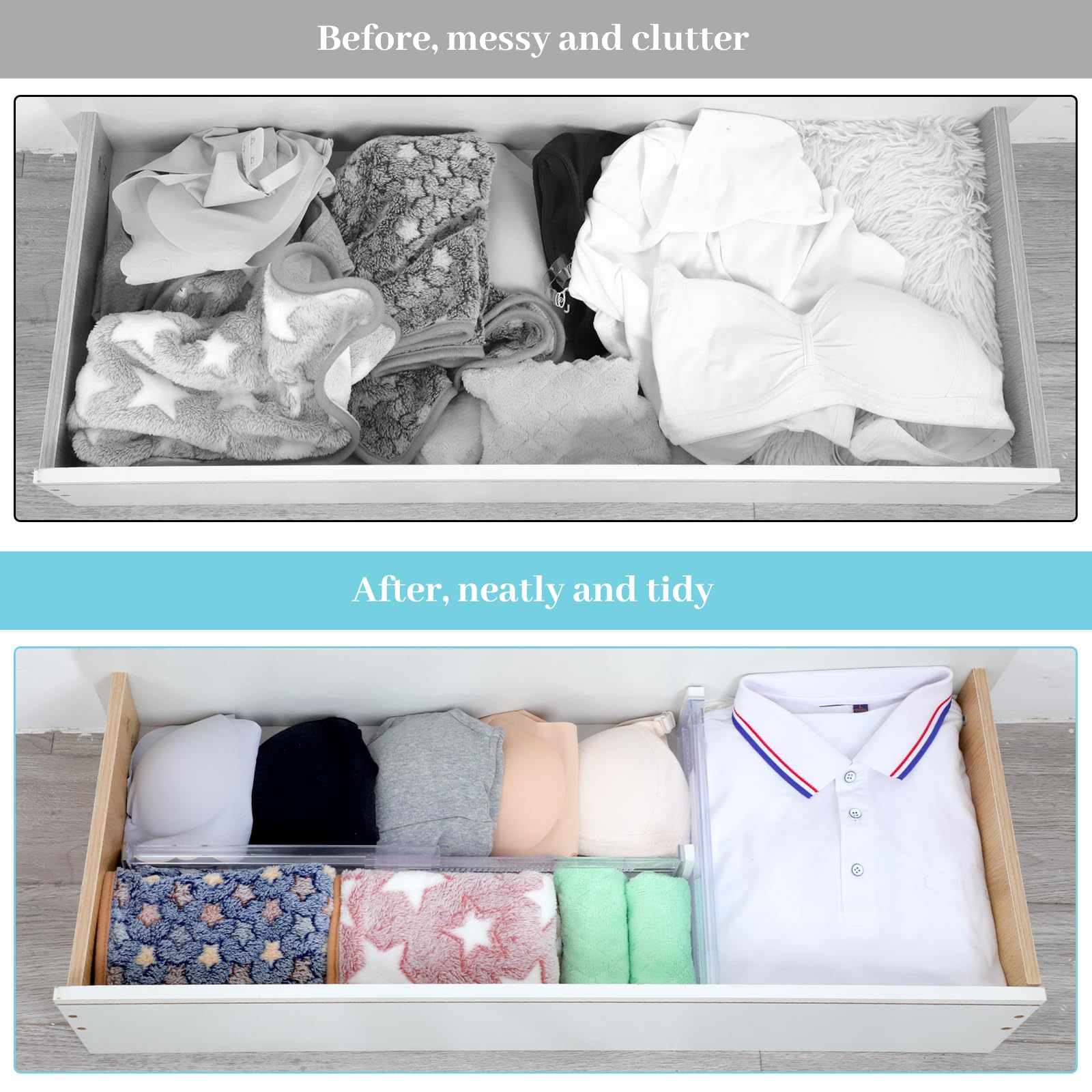 6 Pack Adjustable Drawer Organizers - Expandable from 11.3-20