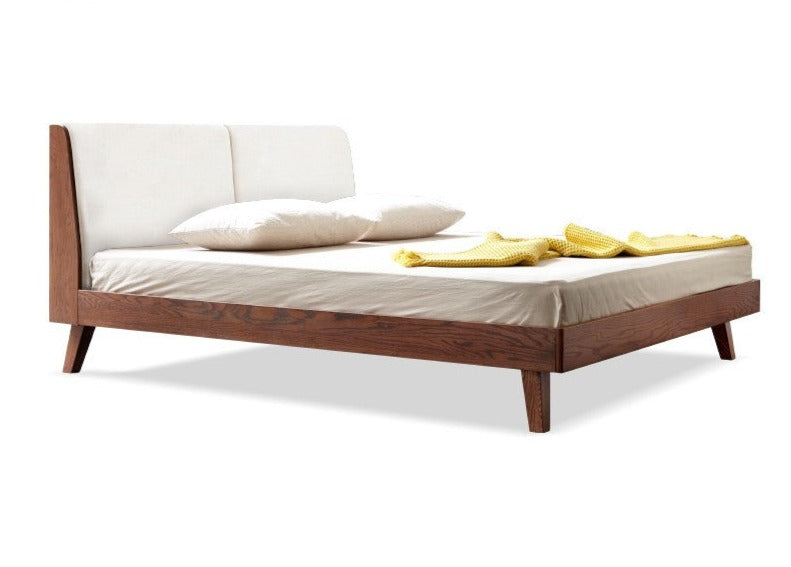 Solid Oak Wood Soft Bed Frame - Queen Size, Natural Wood Finish - Perfect for Master Bedrooms, Guest Rooms & Cozy Home Decor