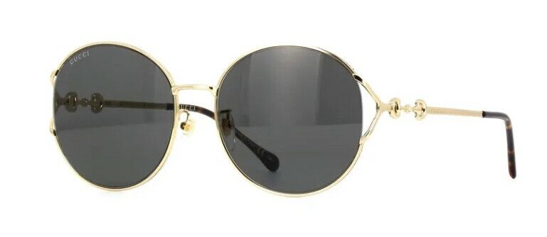 Gucci GG 1017SK 001 Gold & Gray Oversized Full Rim Metal Round Women's Sunglasses - UV Protection Fashion Shades for Beach, Driving & Outdoor Activities