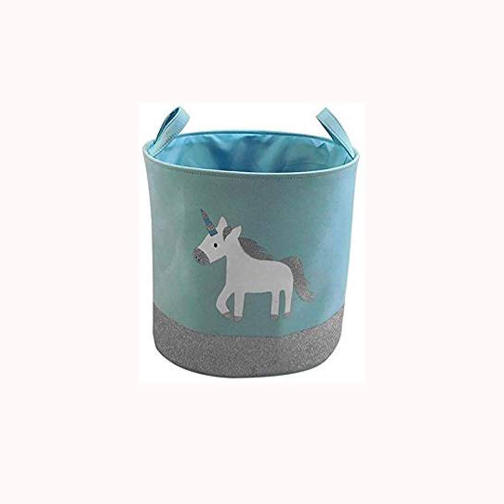 WSZJJ Washable Cotton Cloth Storage Basket for Kids Room - Toy Organizer, Baby Clothes Bin, Nursery Storage Box (Blue) - Perfect for Playroom, Bedroom & Daycare Organization