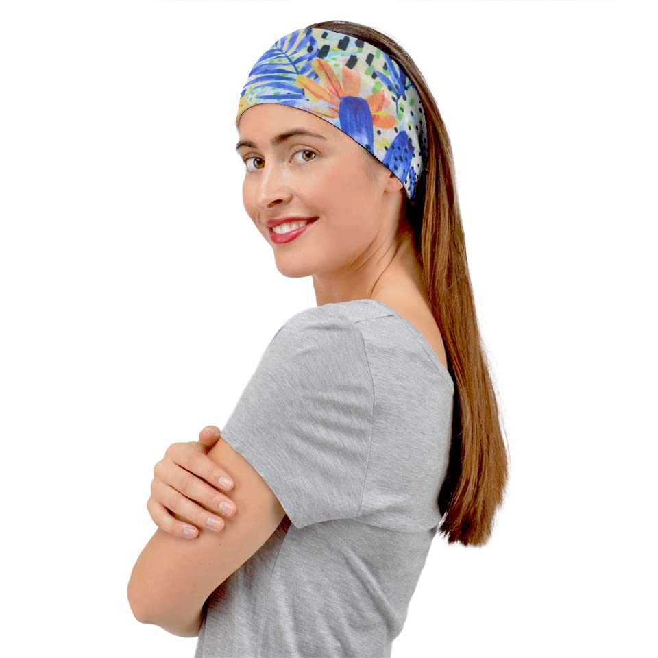 CowCow Women's Yoga Headbands - Stretchy Lightweight Workout Headbands for Running, Sports & Fitness - Floral Patchwork Design - Perfect for Yoga, Gym, Jogging & Active Lifestyles