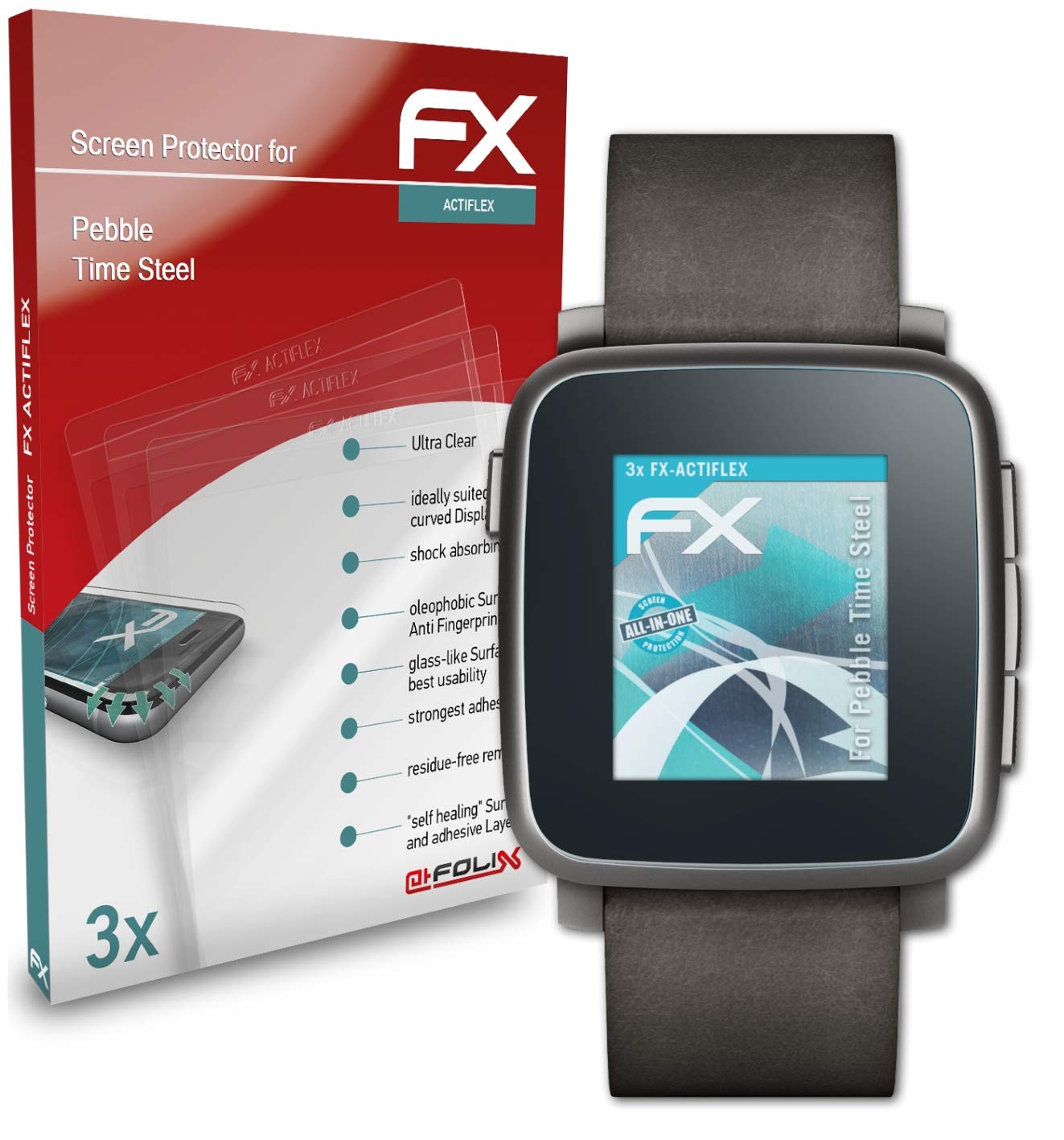 Pebble Time Steel Screen Protector - 3 Pack Ultra Clear Flexible FX Film - Anti-Scratch & Bubble-Free Protection for Smartwatch - Perfect for Workouts, Outdoor Activities & Daily Use