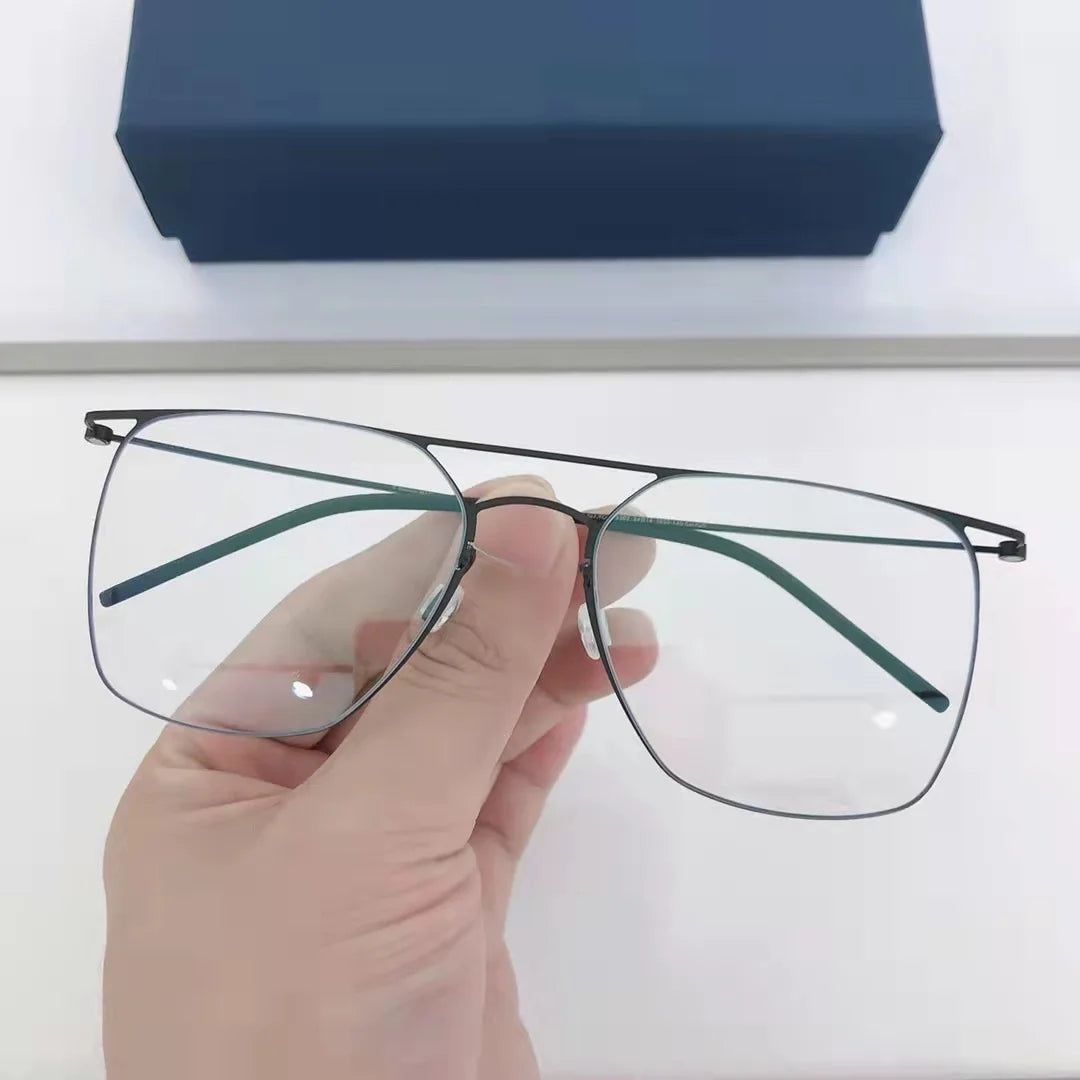Aimee Unisex Full Rim Square Double Bridge Titanium Eyeglasses 5502 - Lightweight Durable Frame for Work, Reading & Fashion | Blue Light Blocking Glasses for Computer Use & Daily Wear