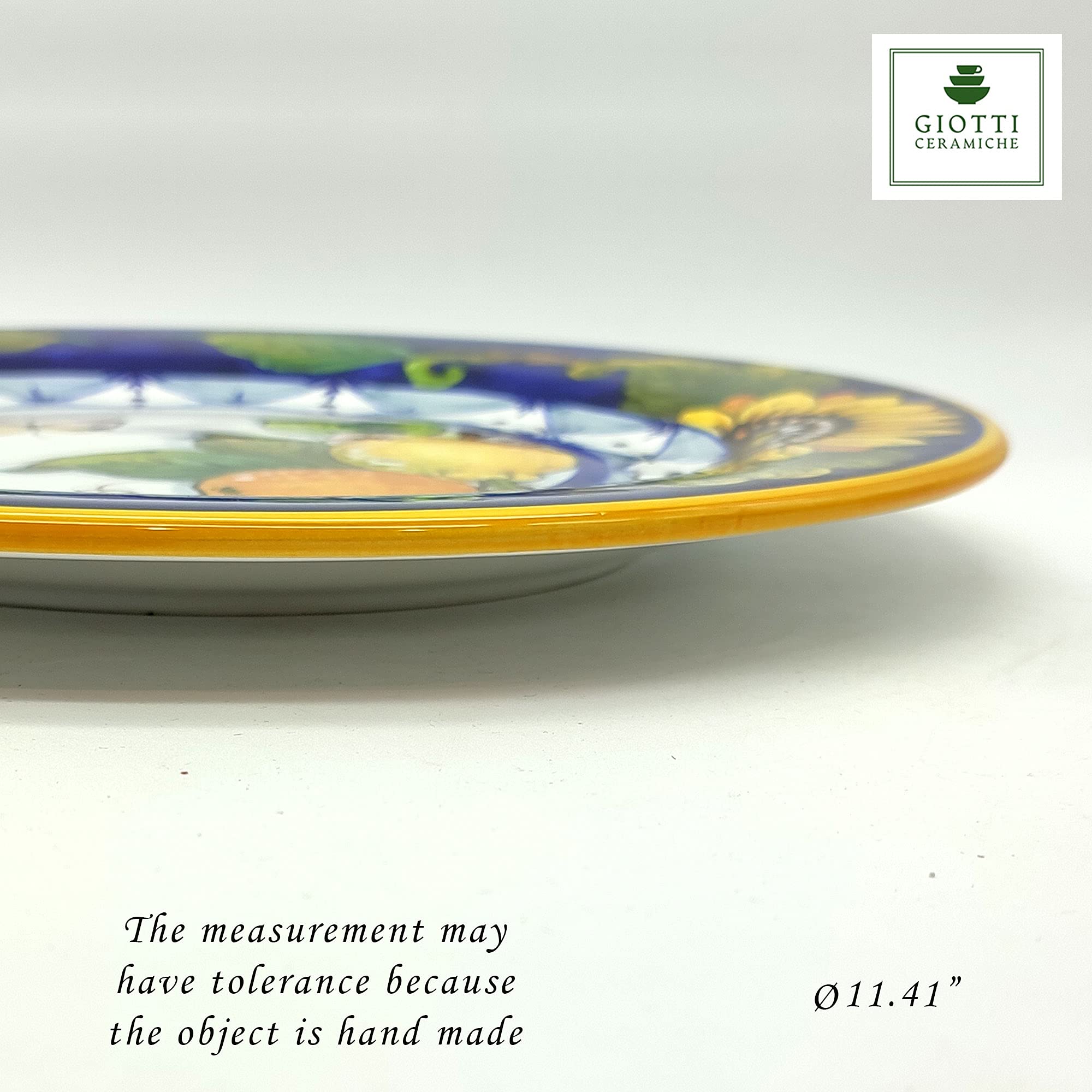 Italian Ceramic Dinnerware Set for 4 - Hand Painted Tuscan Kitchen Dishes - Authentic Italian Pottery Plates & Bowls - Sunflower Lemon Design Home Decor - Perfect for Family Dinners & Entertaining Guests