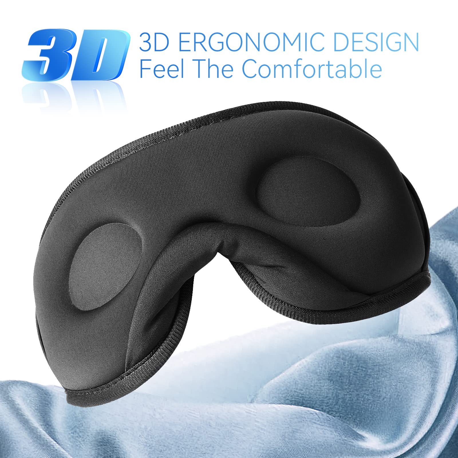 Bluetooth 5.0 Sleep Headphones & 3D Eye Mask - Wireless Washable Sleeping Headphones with Ultra Thin Speakers for Side Sleepers, Hands-Free Mic - Perfect for Insomnia Relief & Travel Comfort