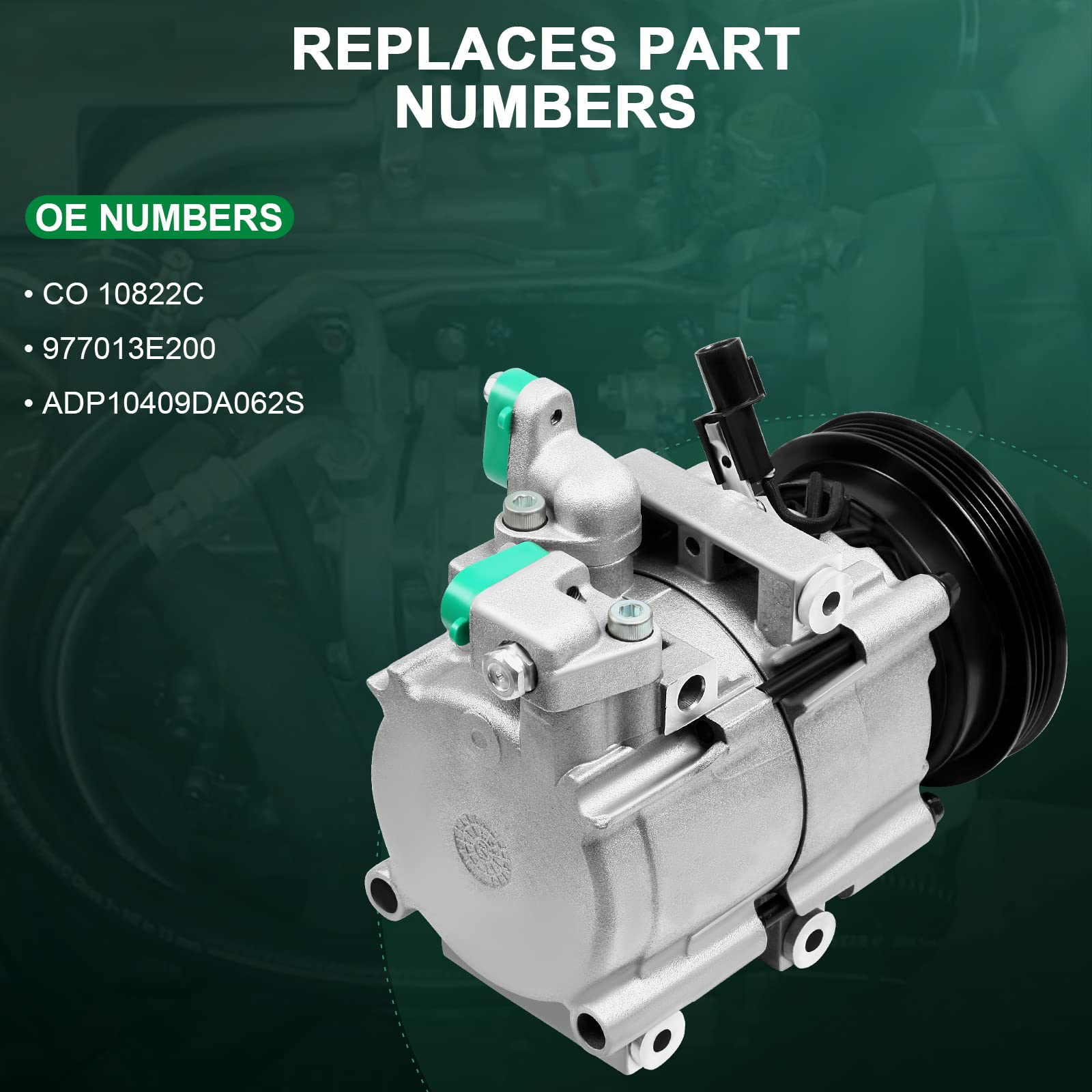 2003-2006 Kia Sorento 3.5L AC Compressor with Clutch - 10822C/CNS58190 Replacement Part - 4 Groove Pulley for Smooth Air Conditioning Performance - Perfect for Summer Cooling & Road Trips
