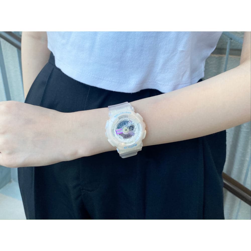 CASIO BABY-G BA-110PL-7A2DR Women's Digital Sports Watch with White Resin Band - Waterproof, Shock Resistant for Running, Swimming & Outdoor Activities