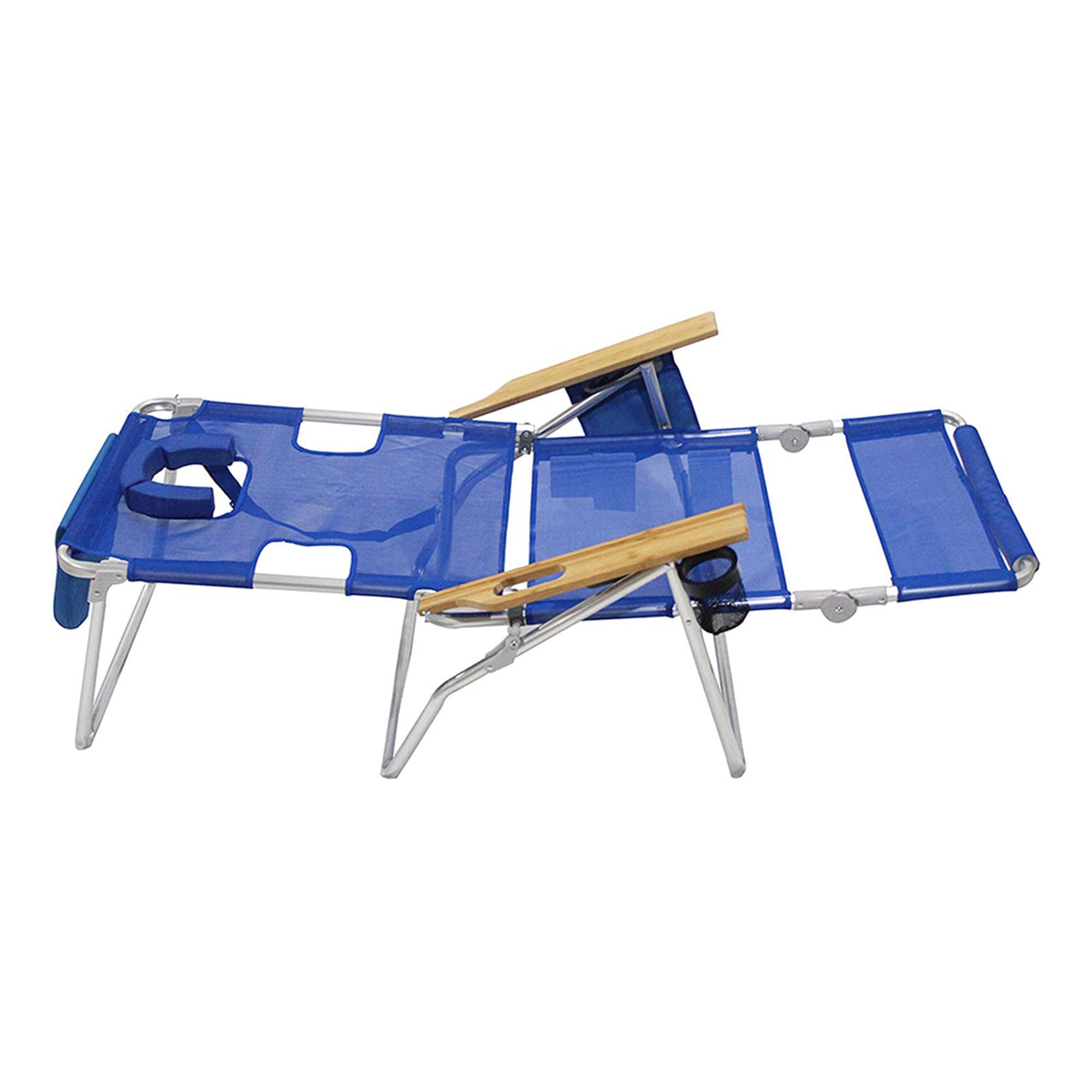 Ostrich Altitude 3-in-1 Lightweight Reclining Lounge Chair with Footrest - Portable Outdoor Beach Lawn Chair for Patio, Balcony, Backyard & Porch (Blue Stripe) - Perfect for Sunbathing, Camping & Relaxing in Your Garden