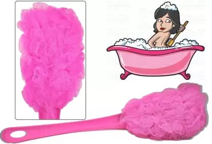 Premium Bath Loofah Sponge Set of 4 with Handle - Exfoliating Shower Puff for Smooth Skin | Ideal for Daily Shower, Spa Day & Gift Giving