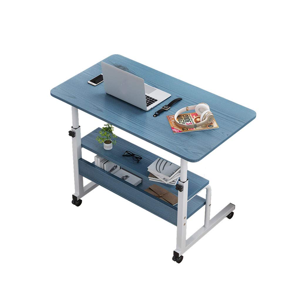 Adjustable Over Bed Table - 80x40cm Rolling Laptop Cart for Bed, Sofa & Reading - Portable Breakfast Desk for Elderly & Bedridden Patients - Ideal for Work, Dining & Relaxation (Color: A)