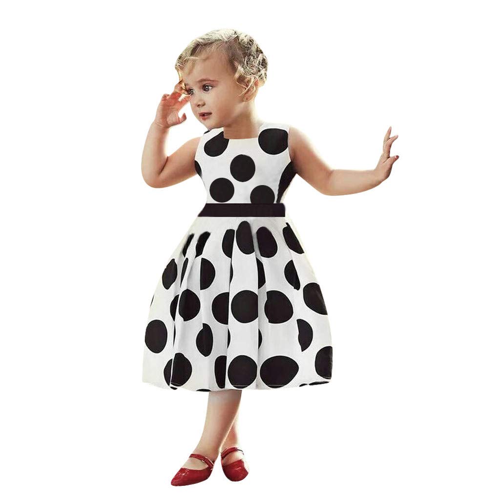 Toddler Girl Sleeveless Polka Dot Princess Dress - Pageant Gown for Wedding Party & Special Occasions | Baby Girl Formal Party Dress for Pageants, Birthday, Photoshoot