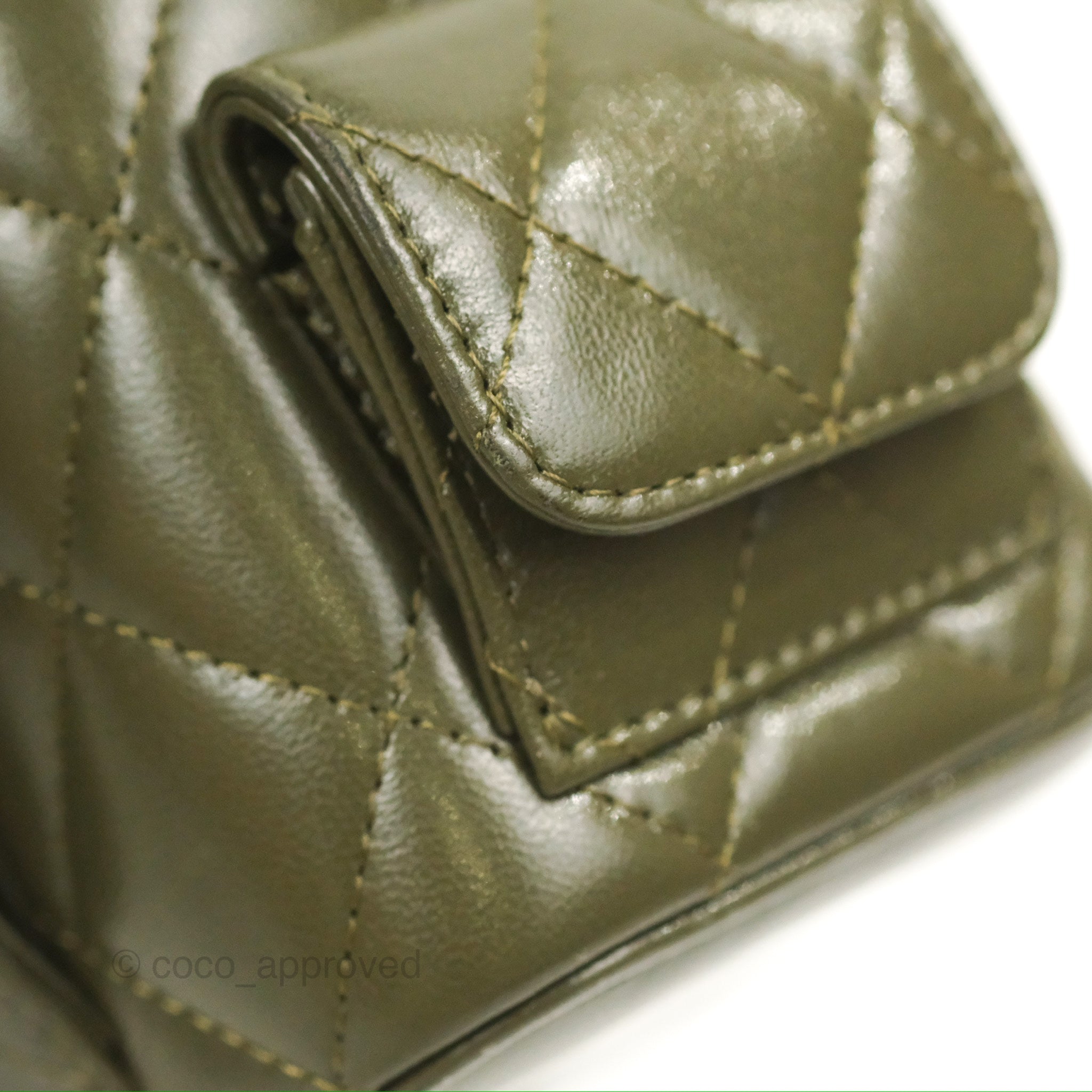 Chanel 22K Khaki Green Lambskin Cargo Pocket Top Handle Vanity Bag with Chain - Luxury Crossbody Purse for Women, Perfect for Date Night & Evening Events